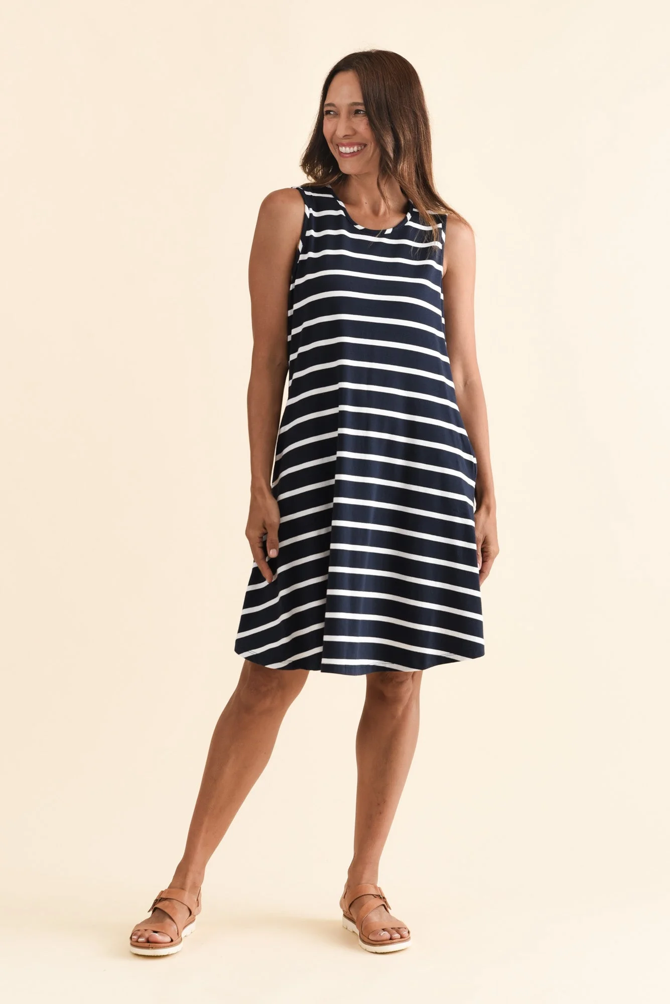 Roxanne Indigo Stripe Swing Dress - Image 6
