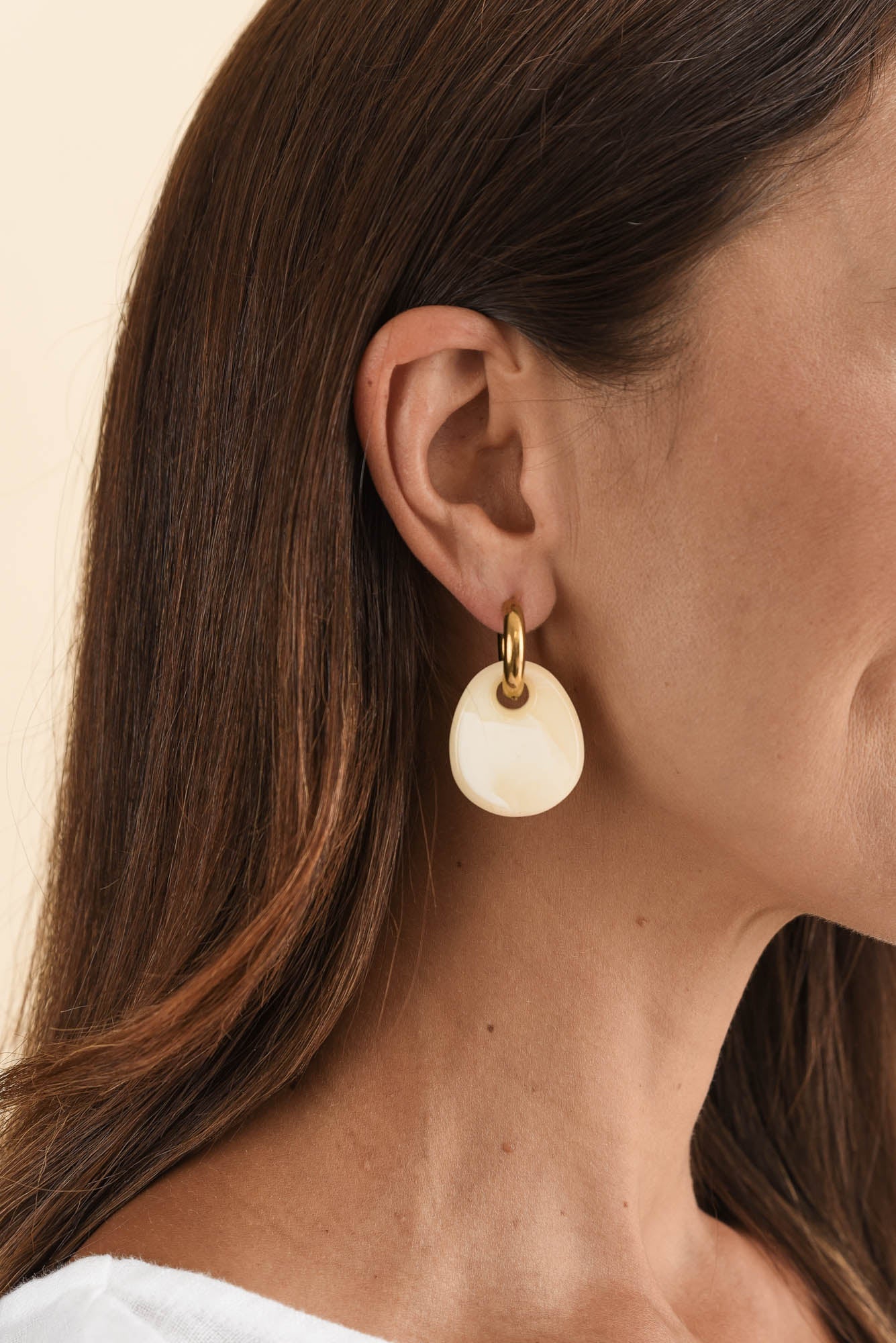 Rumi Ivory Hoop Earrings - Image 2