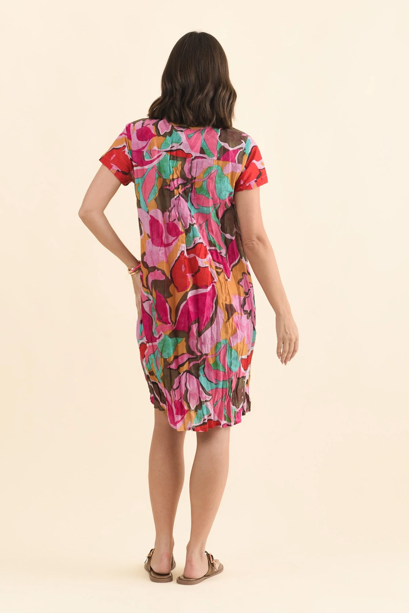 Sabina Fuchsia Garden Crinkle Cotton Dress - Image 4
