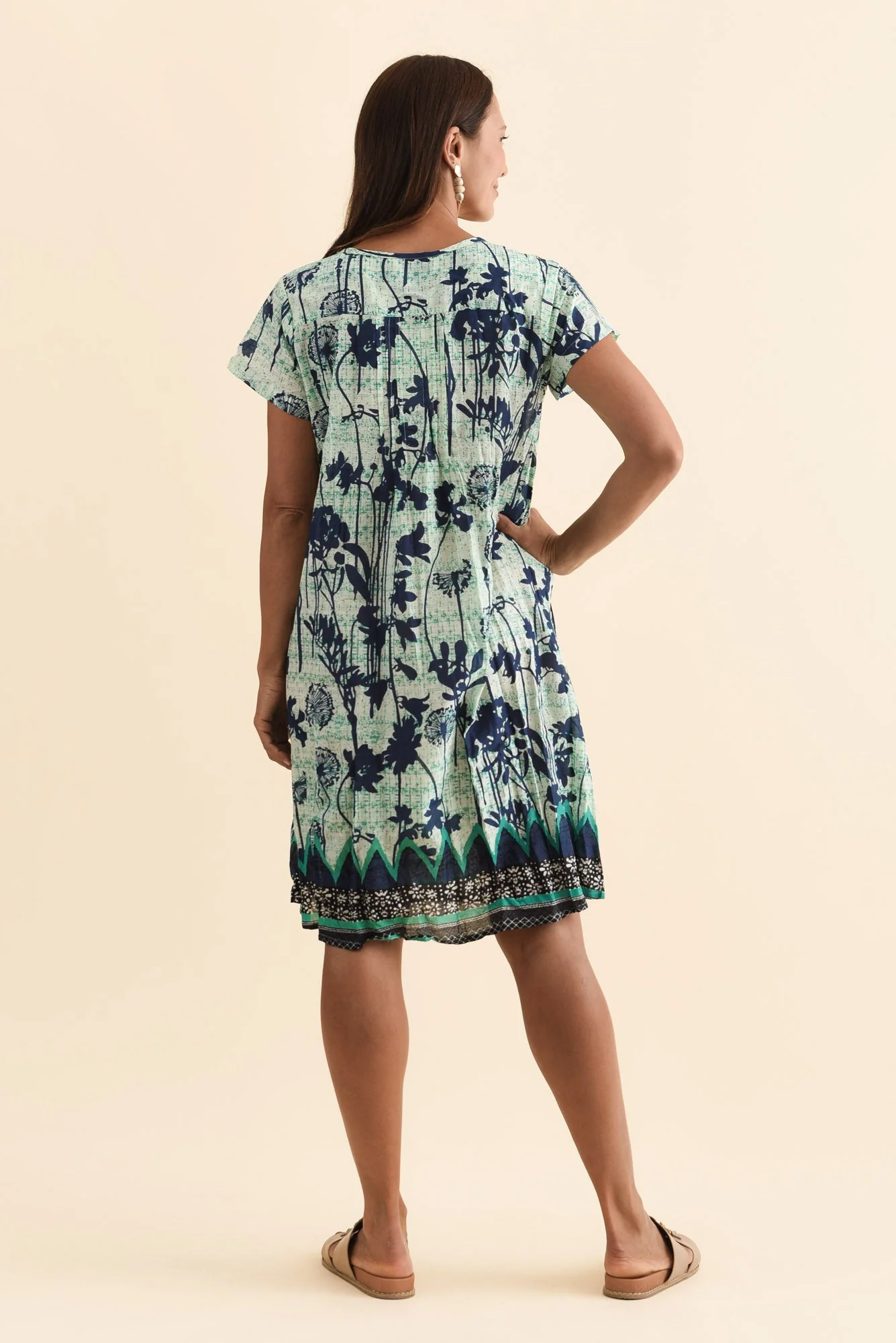 Sabina Navy Dandelion Crinkle Cotton Dress - Image 4