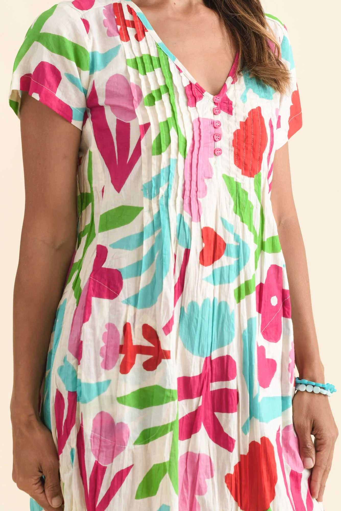 Sabina White Flower Crinkle Cotton Dress - Image 5