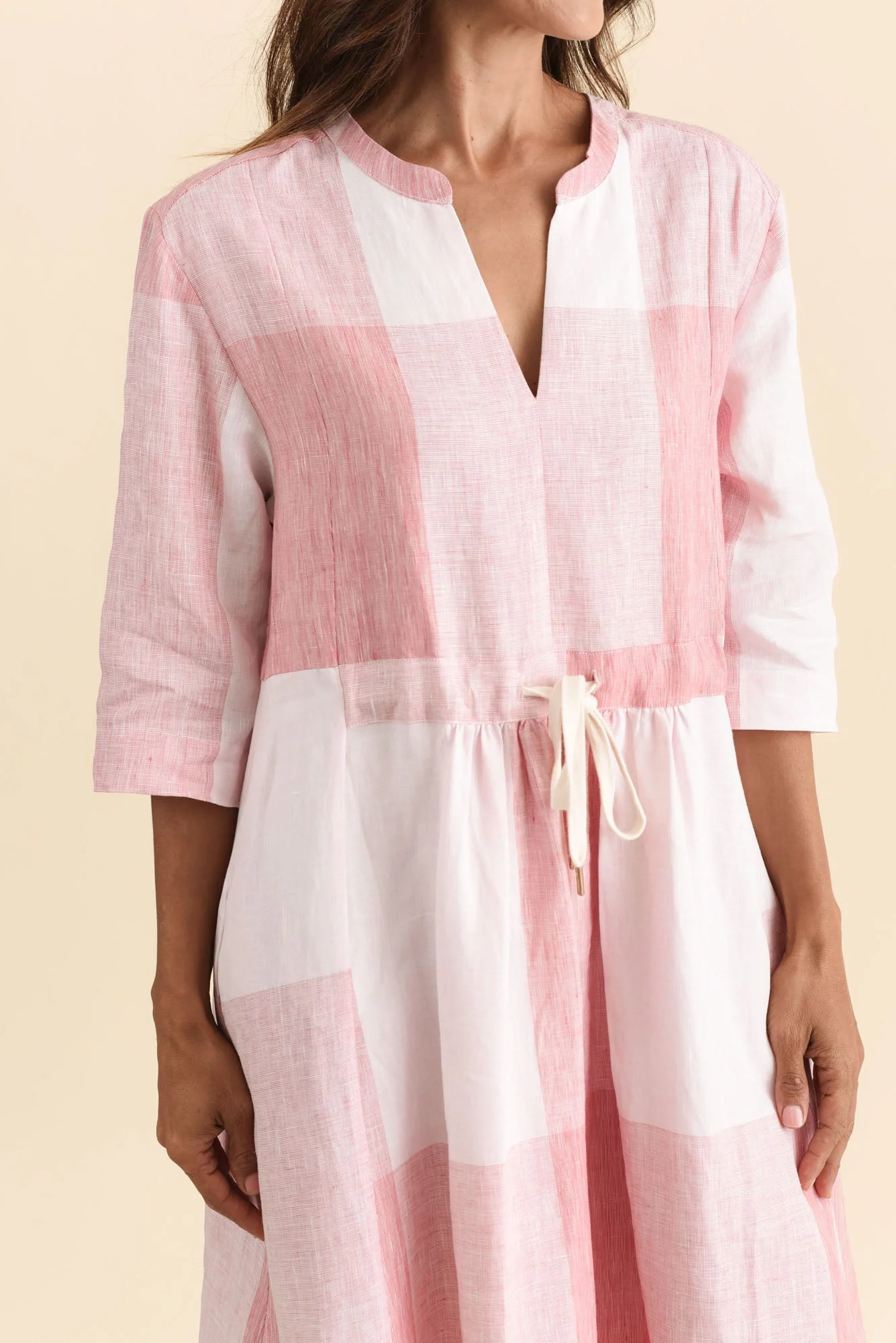 Safria Pink Check Linen Dress - Image 5