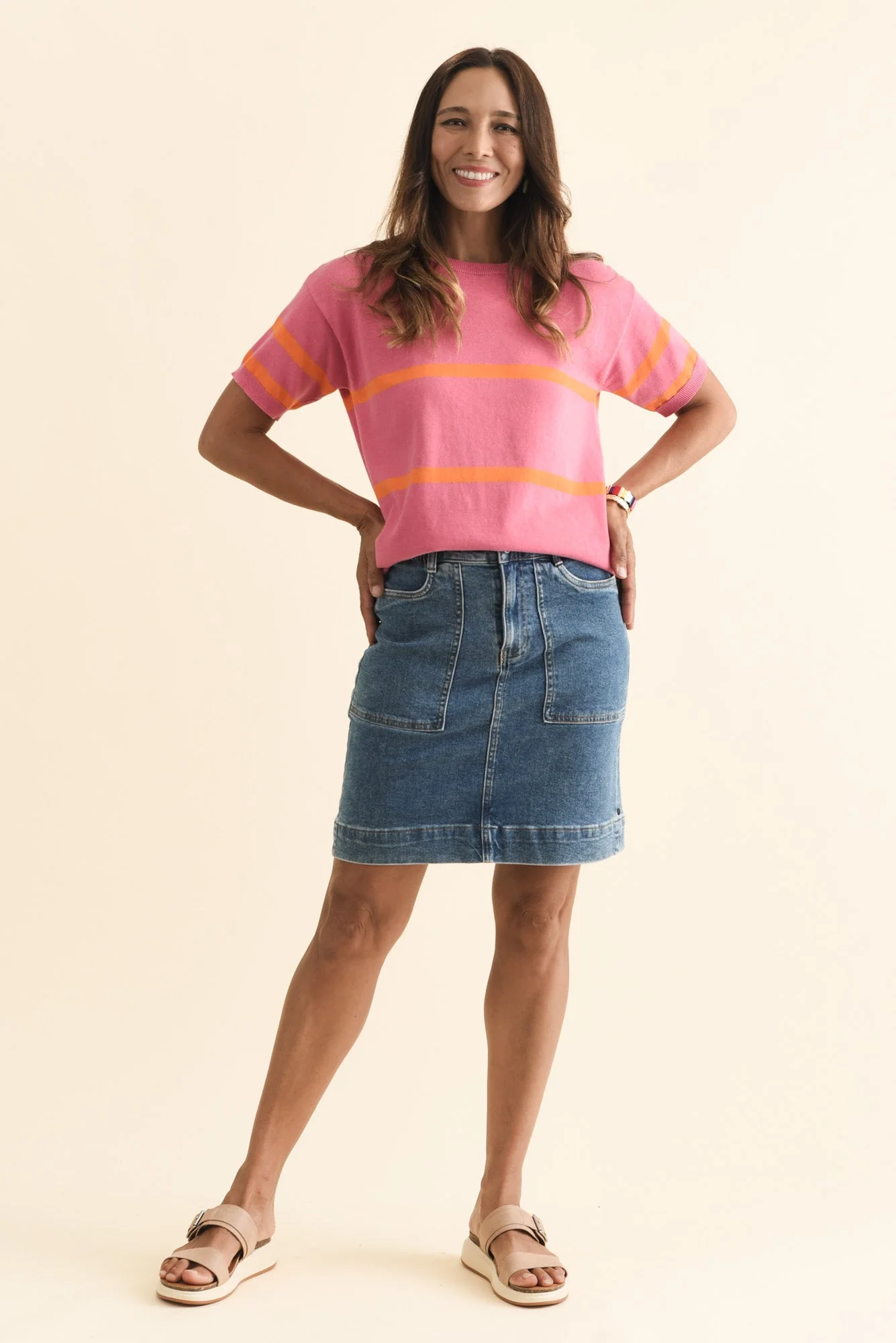 Sage Pink Stripe Cotton Knit Top - Image 6