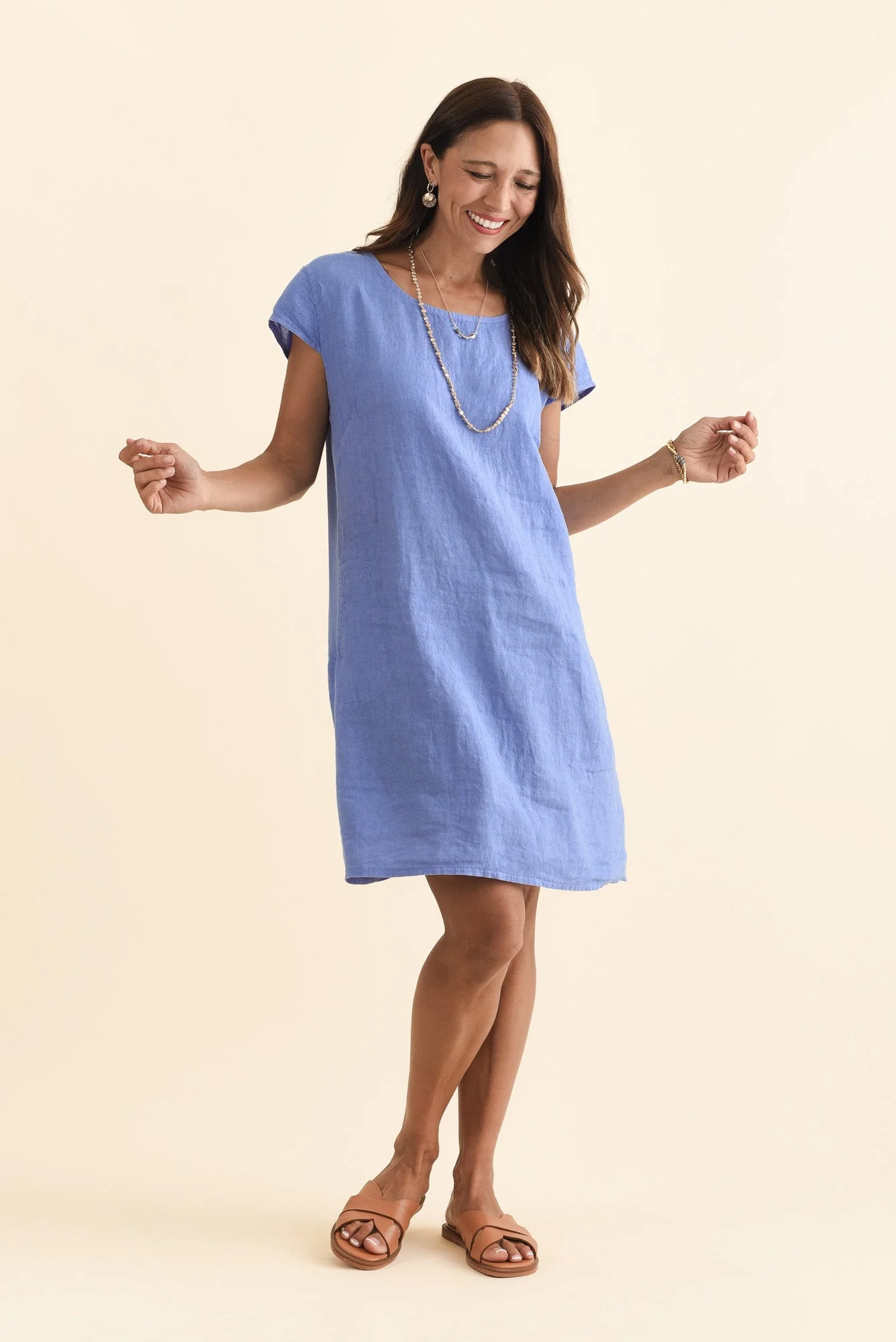 Sahara Blue Linen Pocket Dress - Image 2