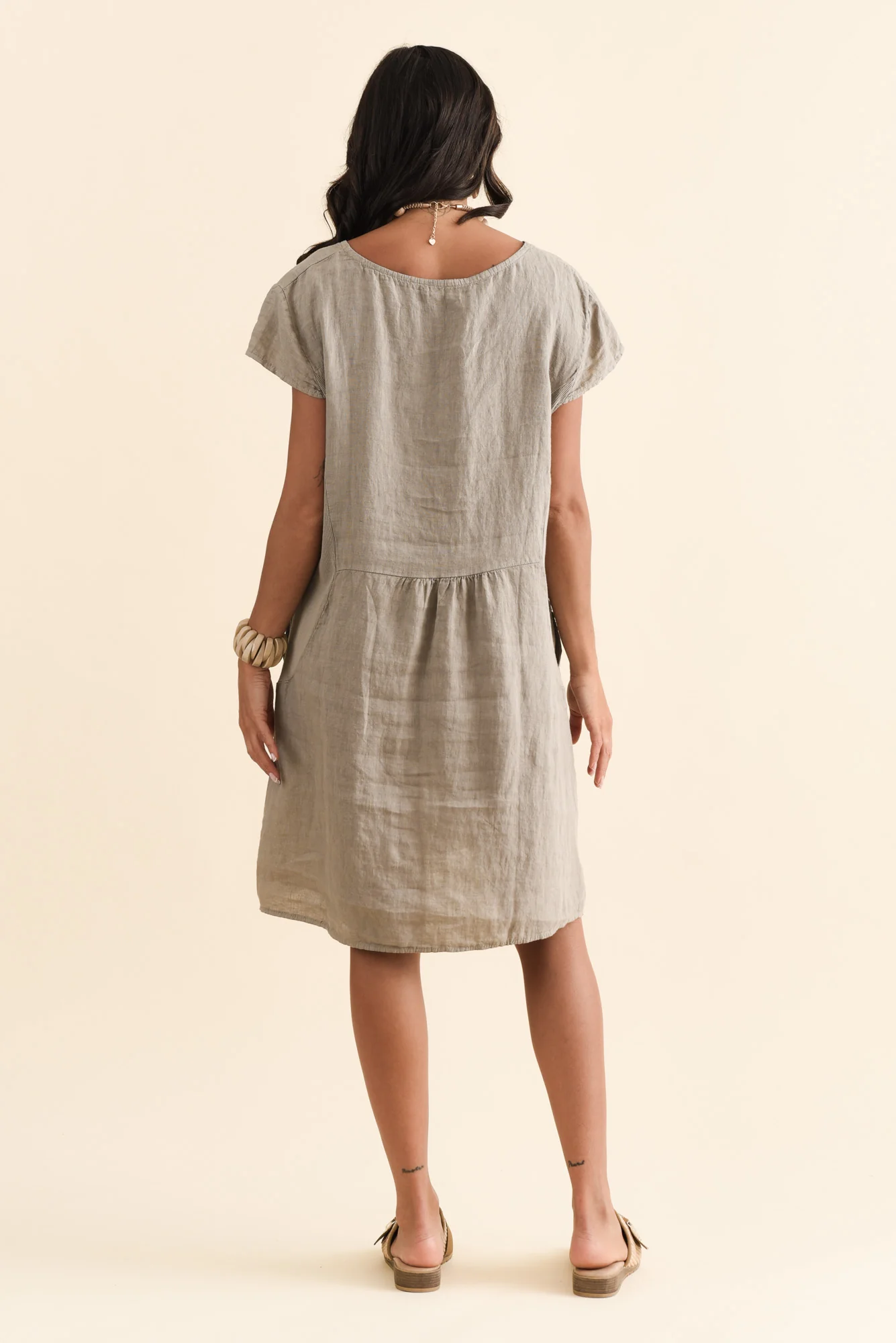 Sahara Taupe Linen Pocket Dress - Image 4