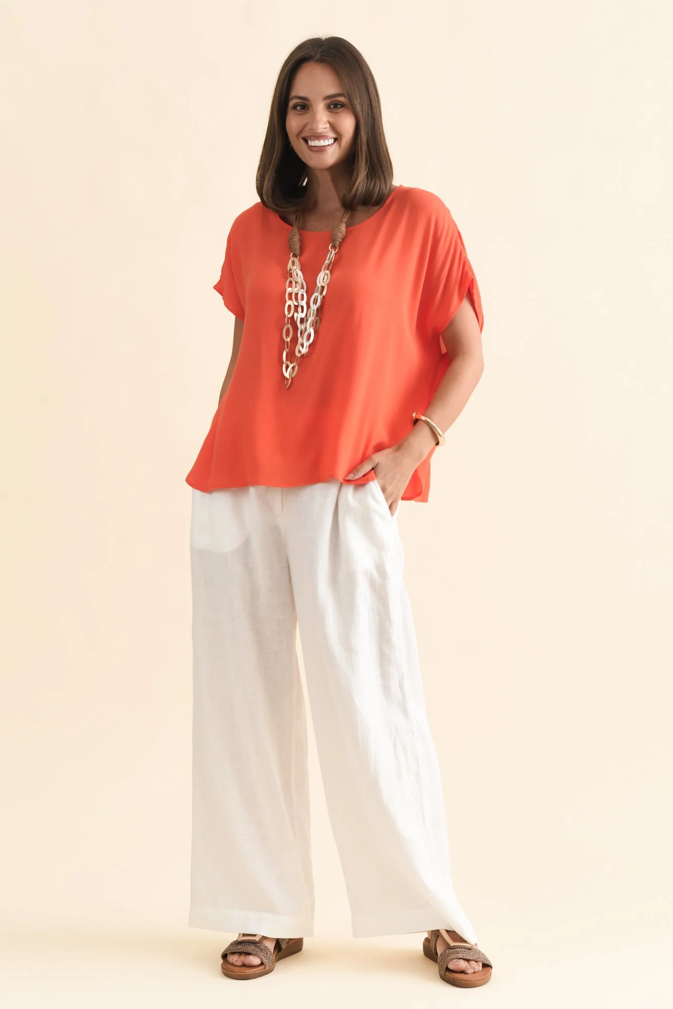 Sali Orange Drape Top - Image 6