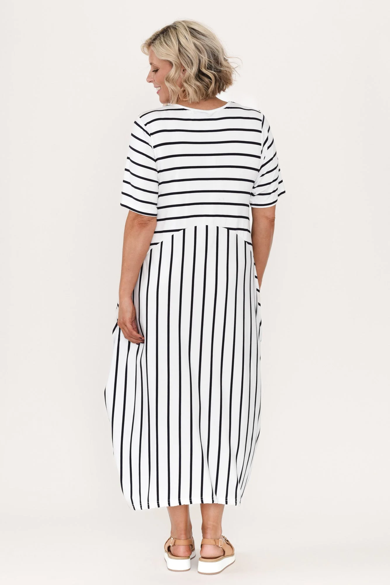 Samiya White Stripe Bamboo Dress - Image 10