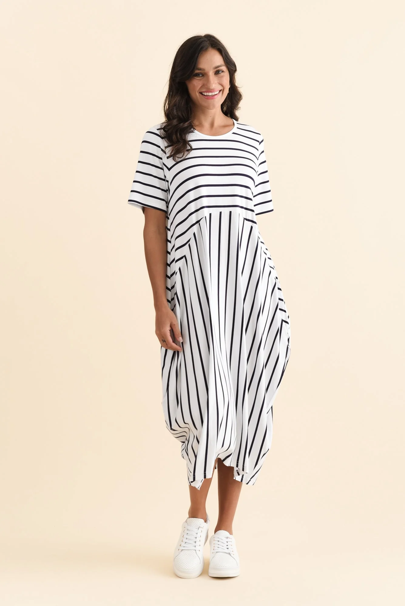 Samiya White Stripe Bamboo Dress - Image 3