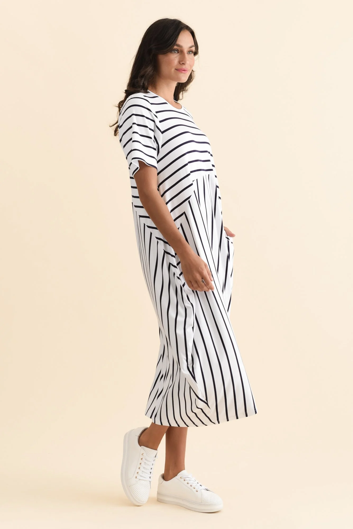 Samiya White Stripe Bamboo Dress - Image 4