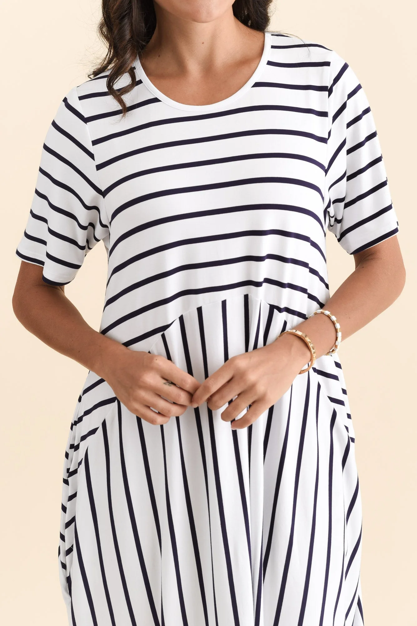 Samiya White Stripe Bamboo Dress - Image 6