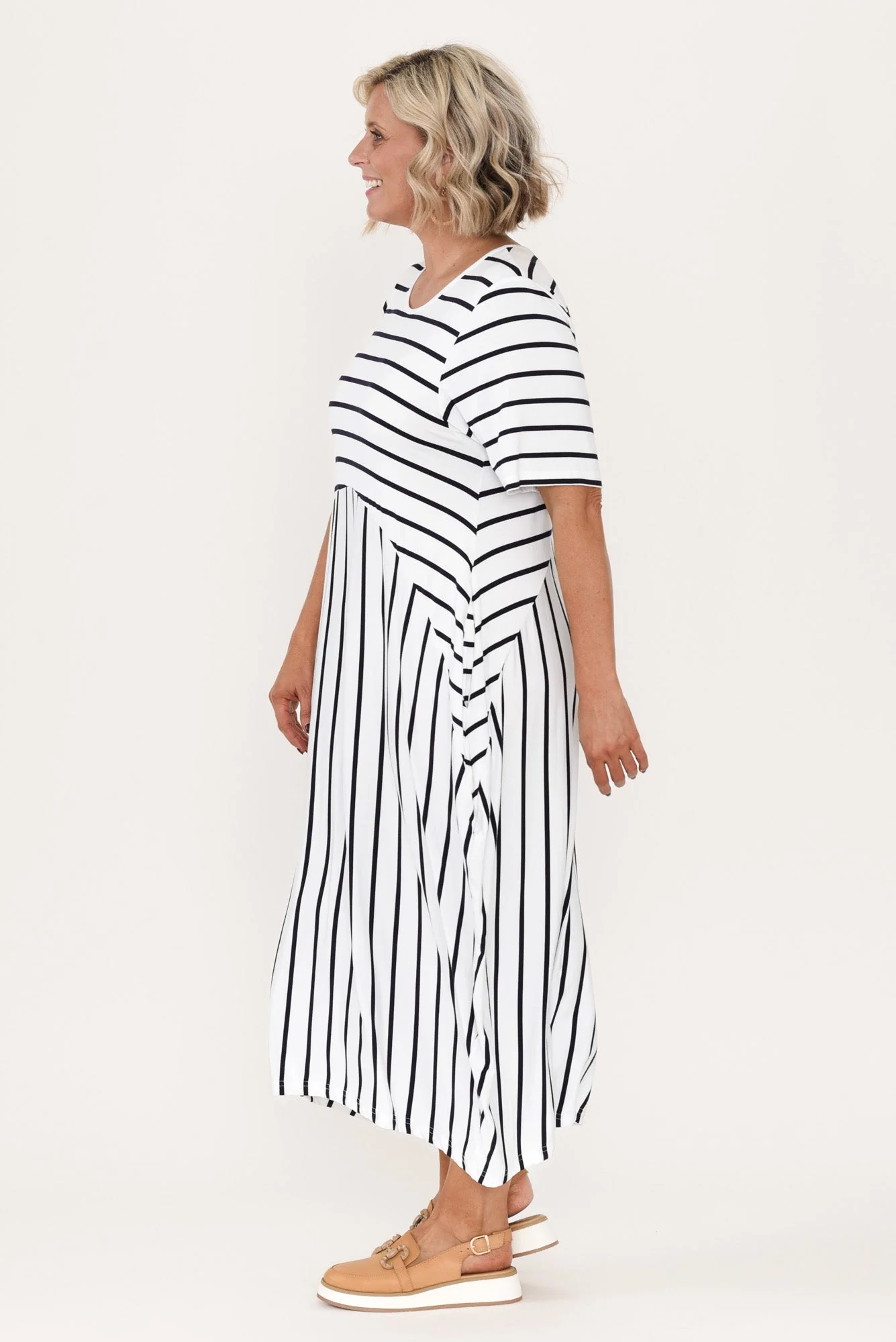 Samiya White Stripe Bamboo Dress - Image 9