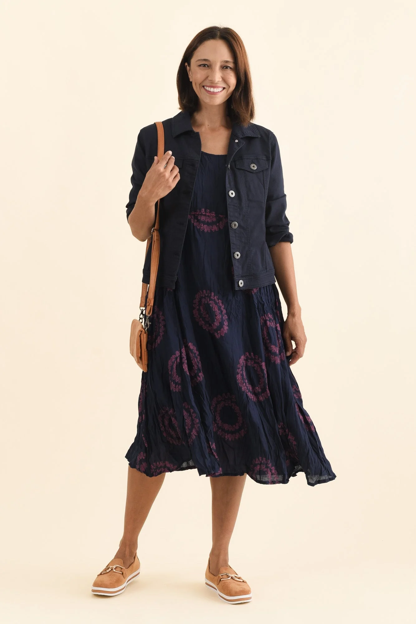 Sapporo Pink Circle Cotton Blend Crescent Dress
