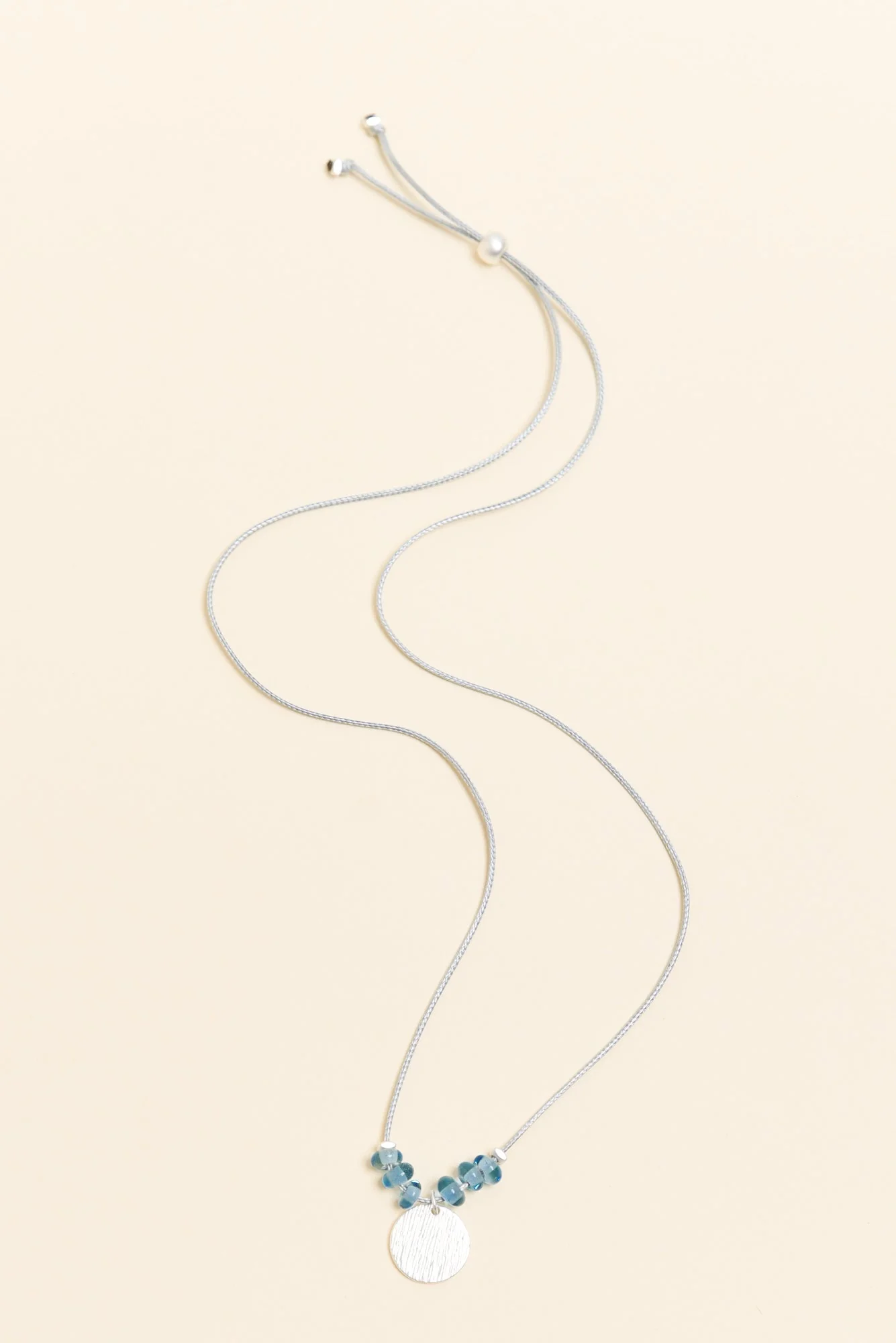 Sara Blue Beaded Disc Necklace