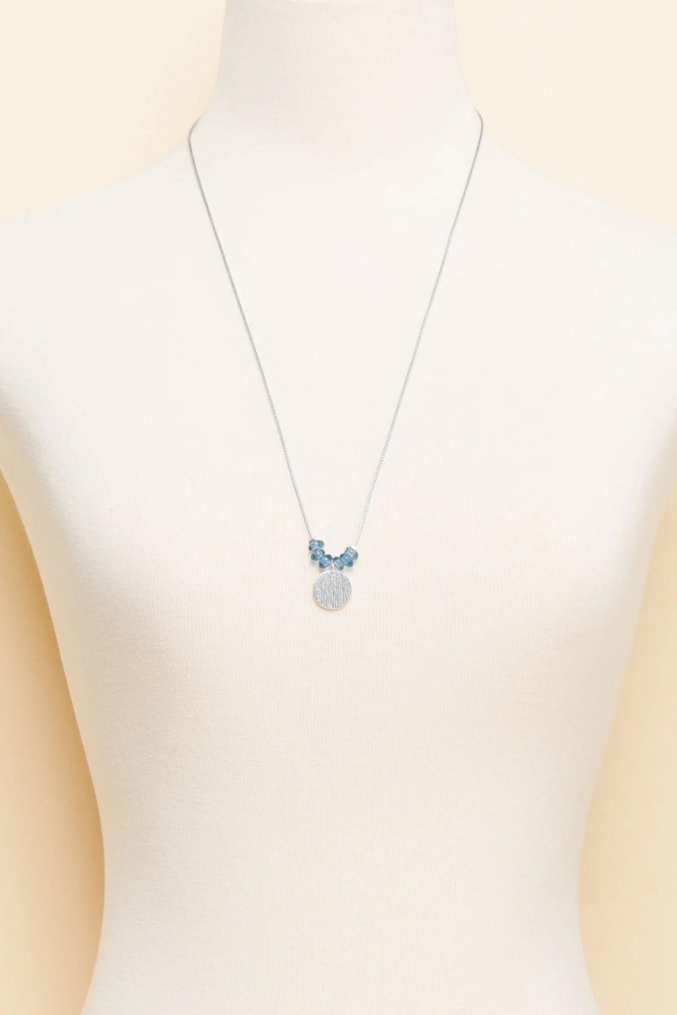 Sara Blue Beaded Disc Necklace - Image 2