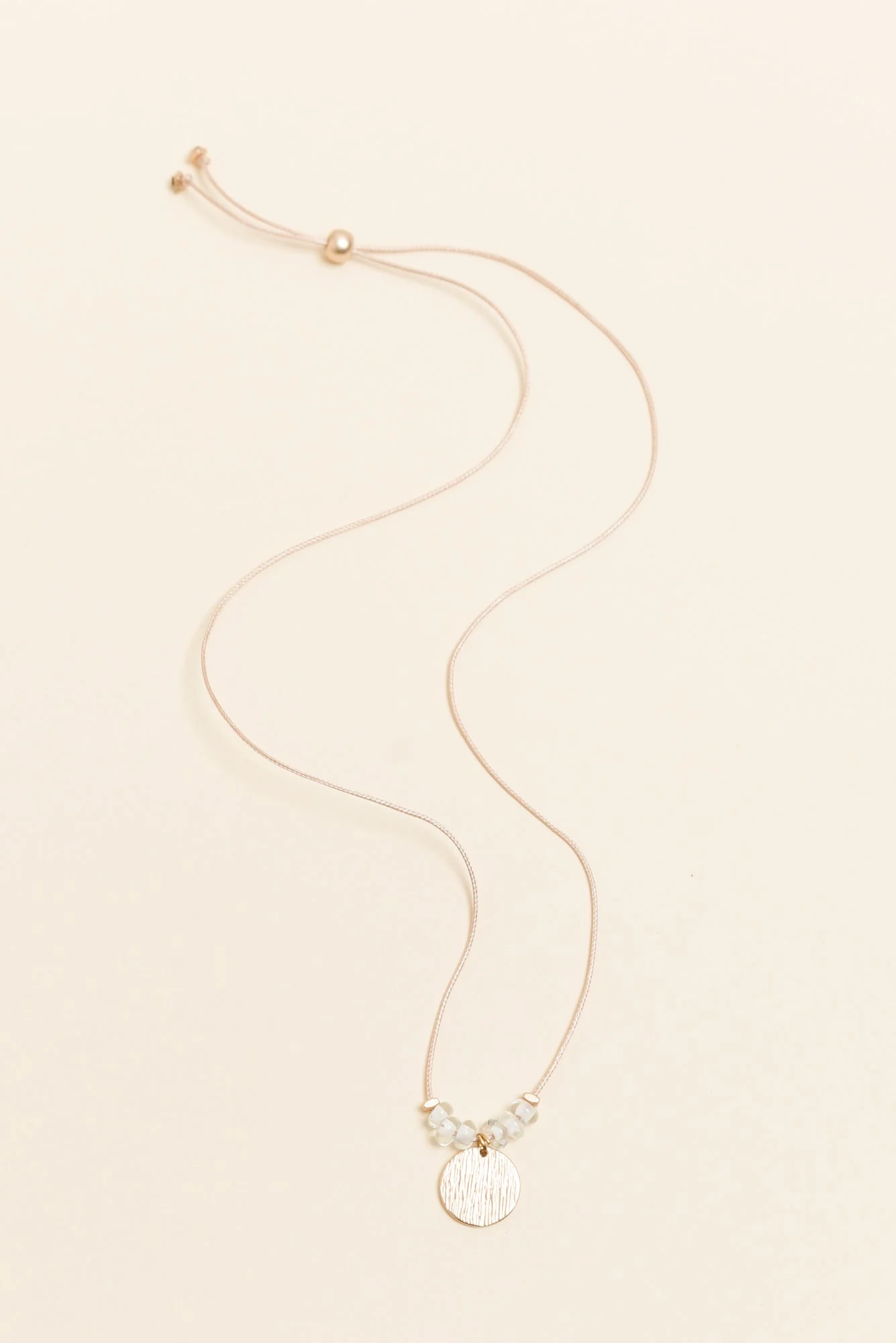 Sara Clear Beaded Disc Necklace