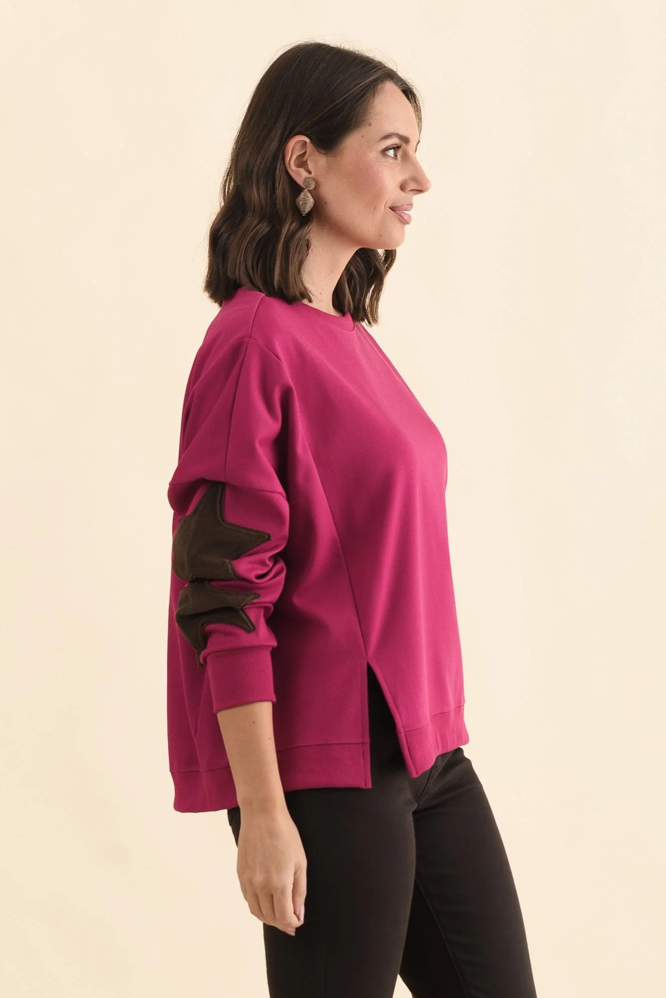 Saskia Hot Pink Cotton Blend Sweatshirt - Image 3