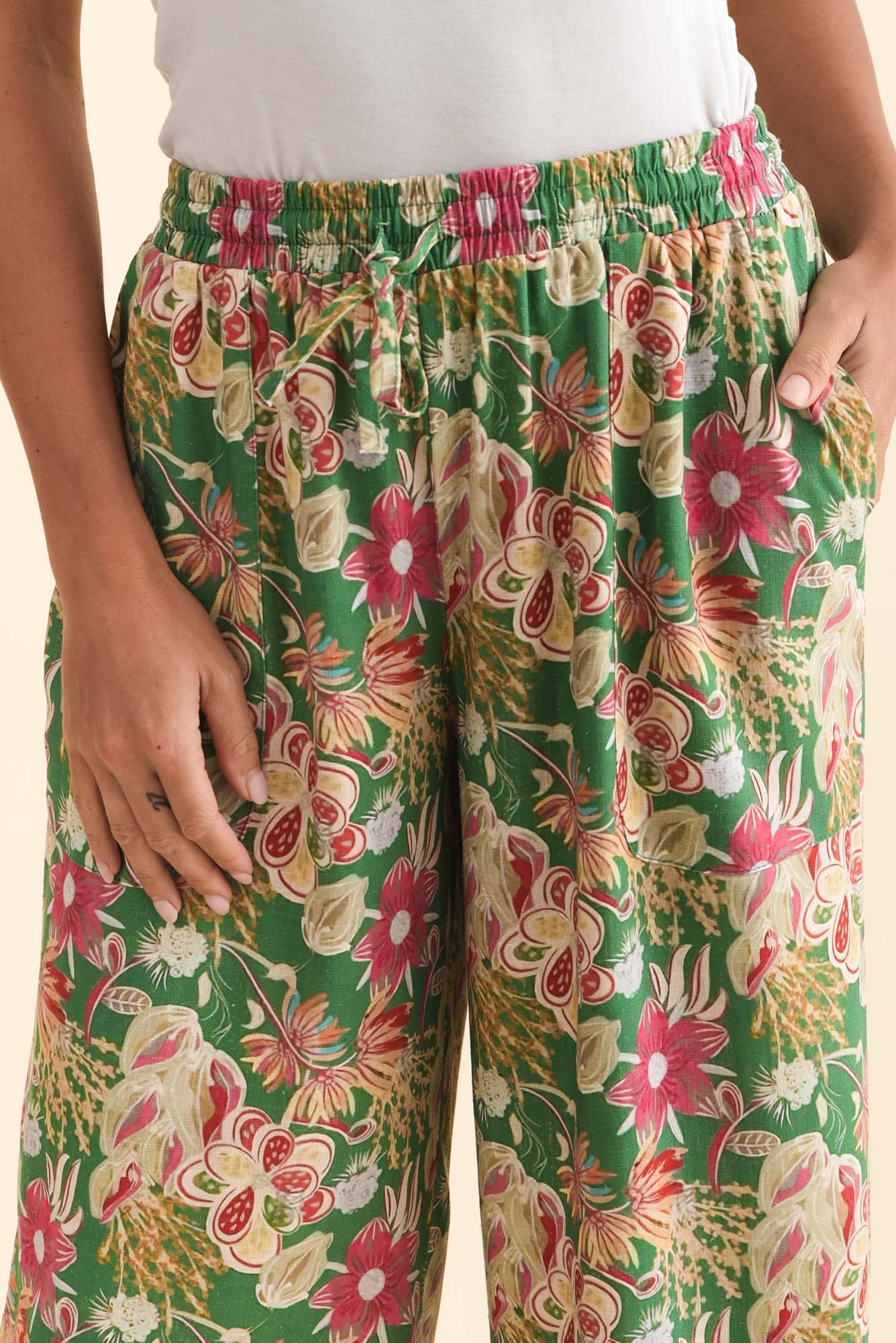 Scotty Green Garden Linen Cotton Pants - Image 6
