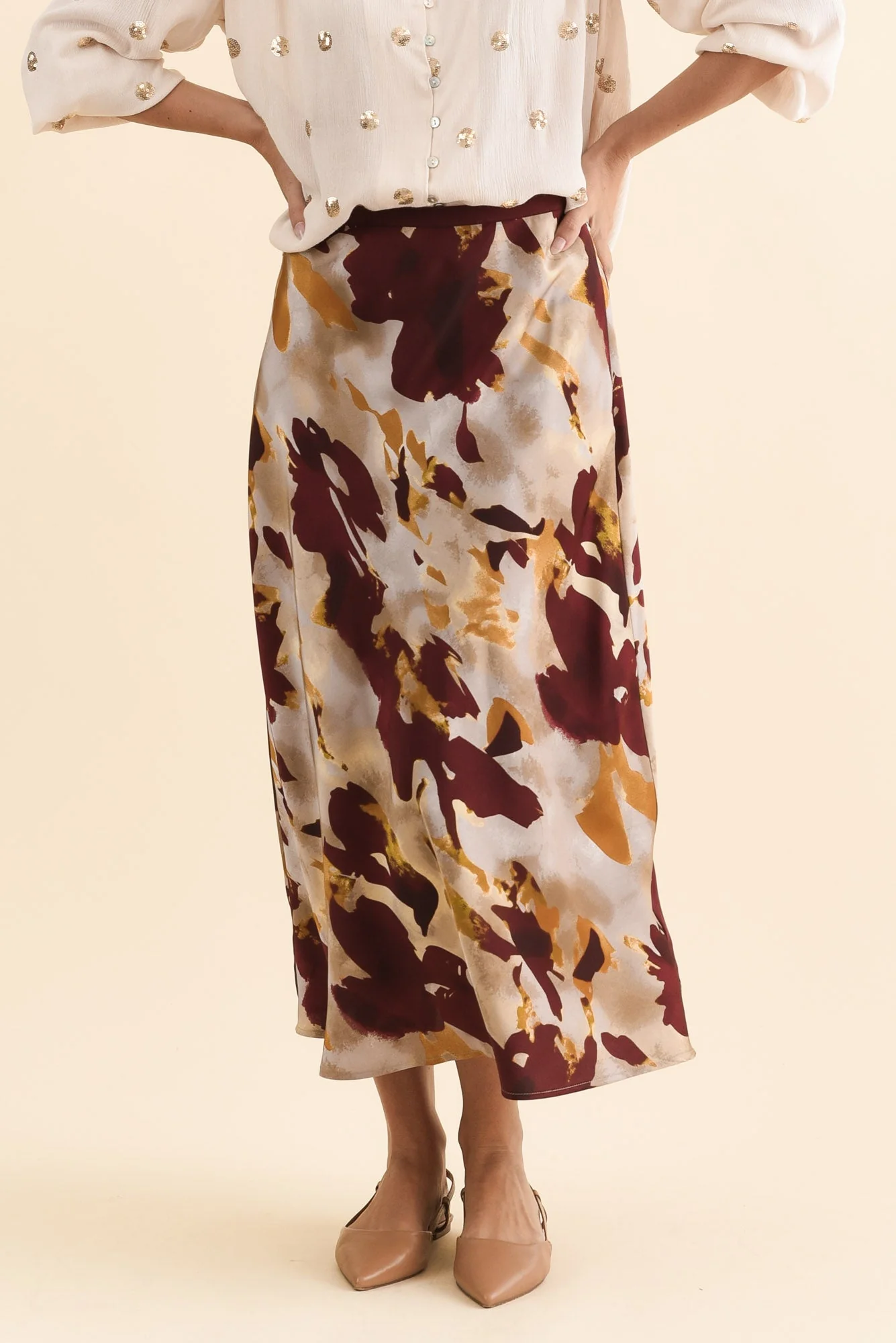 Scout Burgundy Abstract Maxi Skirt