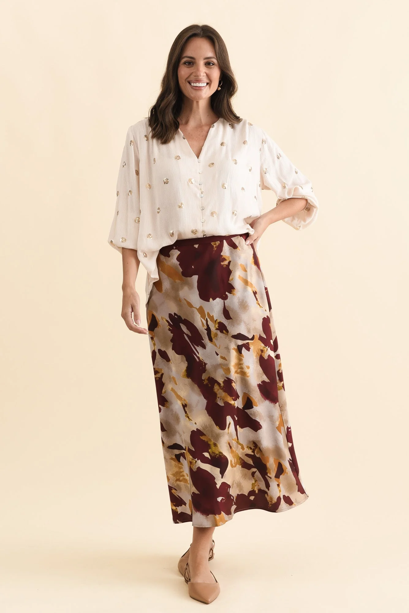Scout Burgundy Abstract Maxi Skirt - Image 6