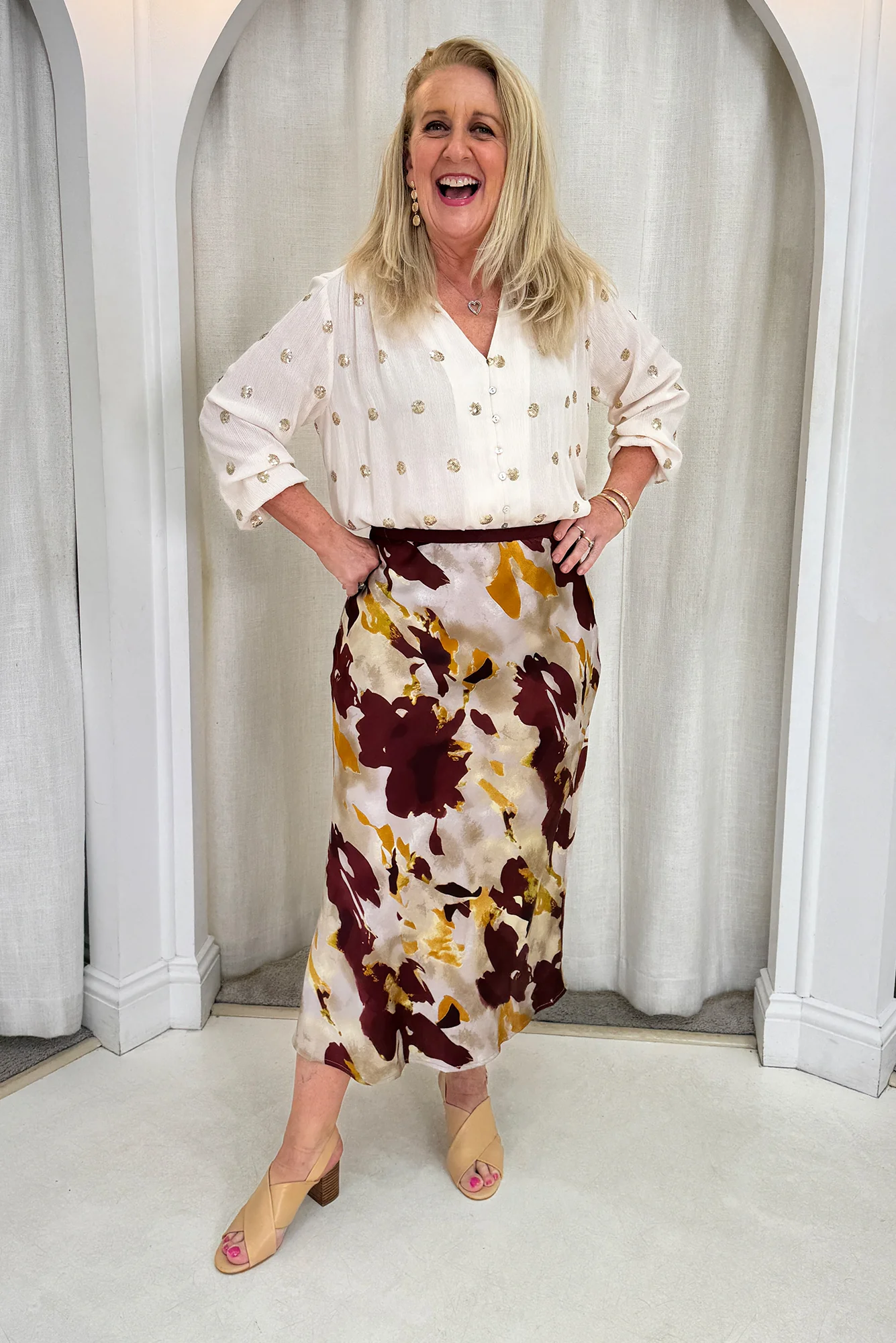 Scout Burgundy Abstract Maxi Skirt - Image 7