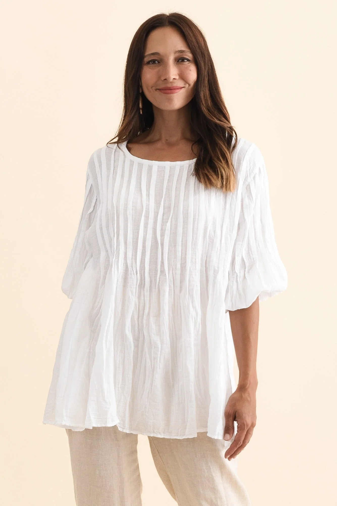 Selma White Crinkle Cotton Top - Image 2