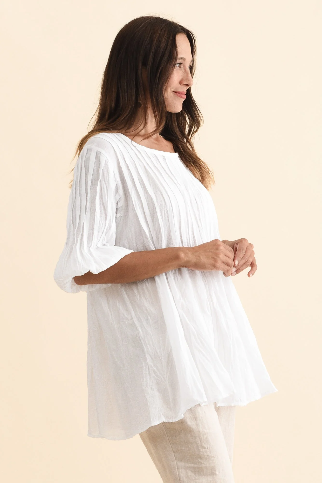Selma White Crinkle Cotton Top - Image 4