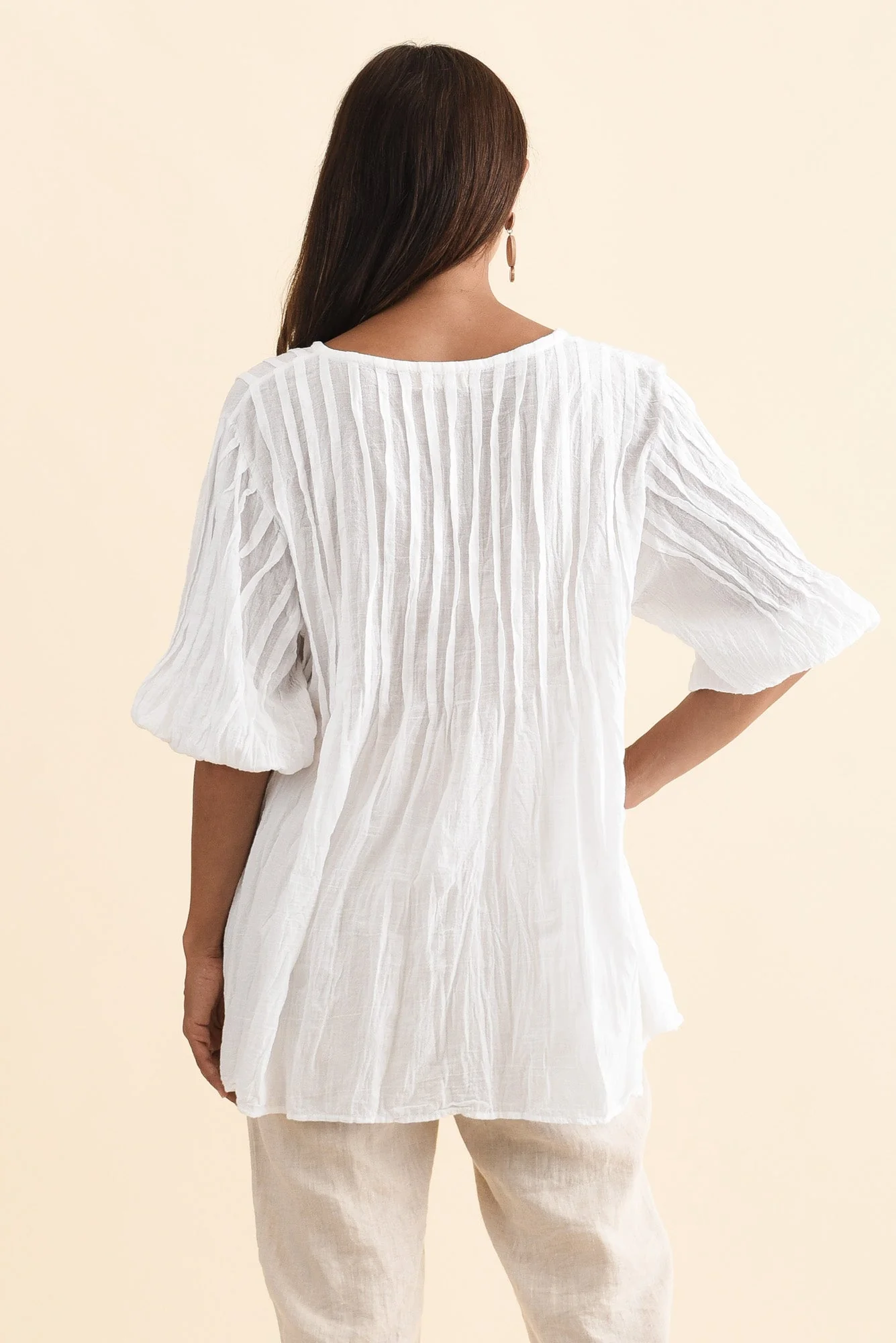 Selma White Crinkle Cotton Top - Image 5