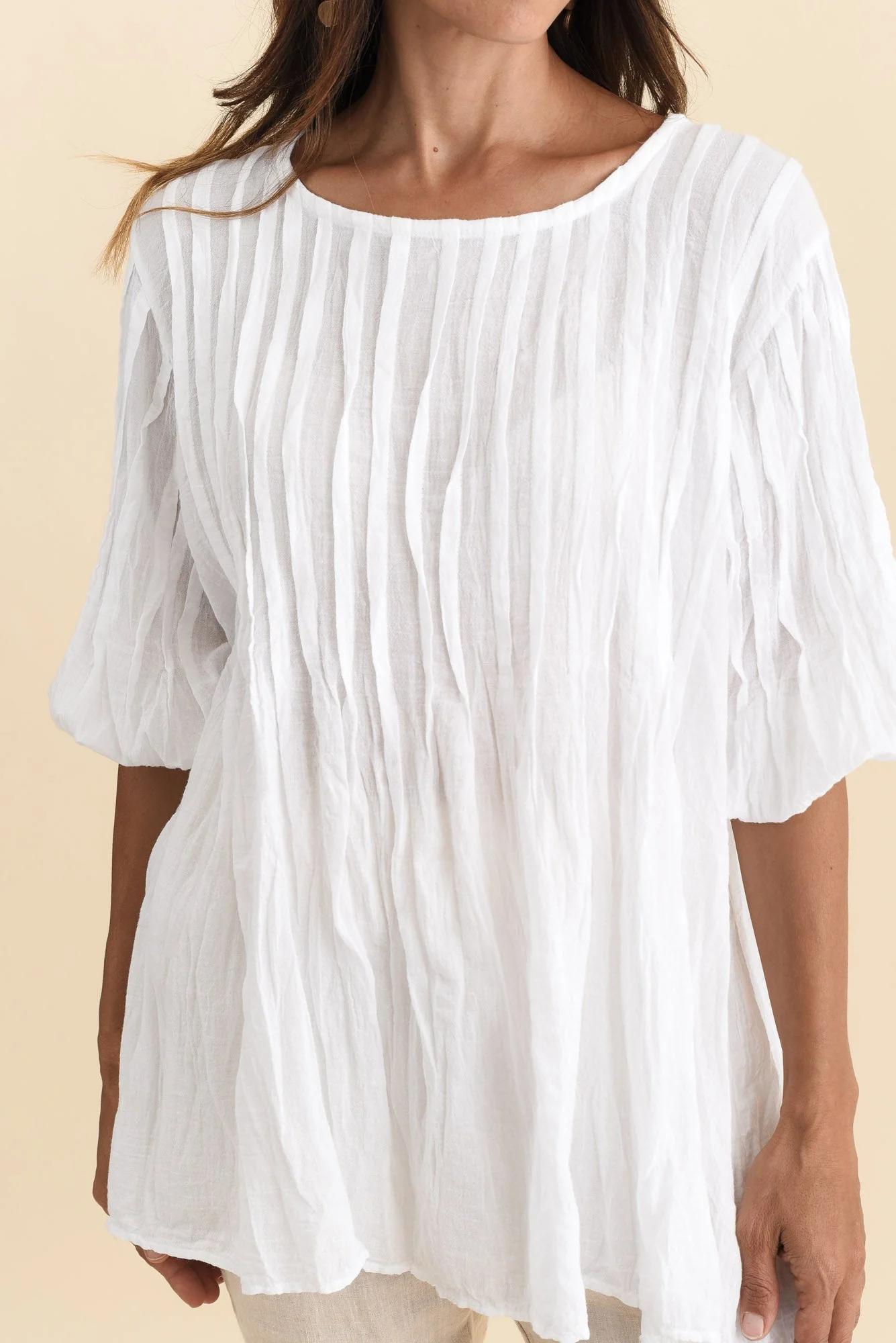 Selma White Crinkle Cotton Top - Image 6