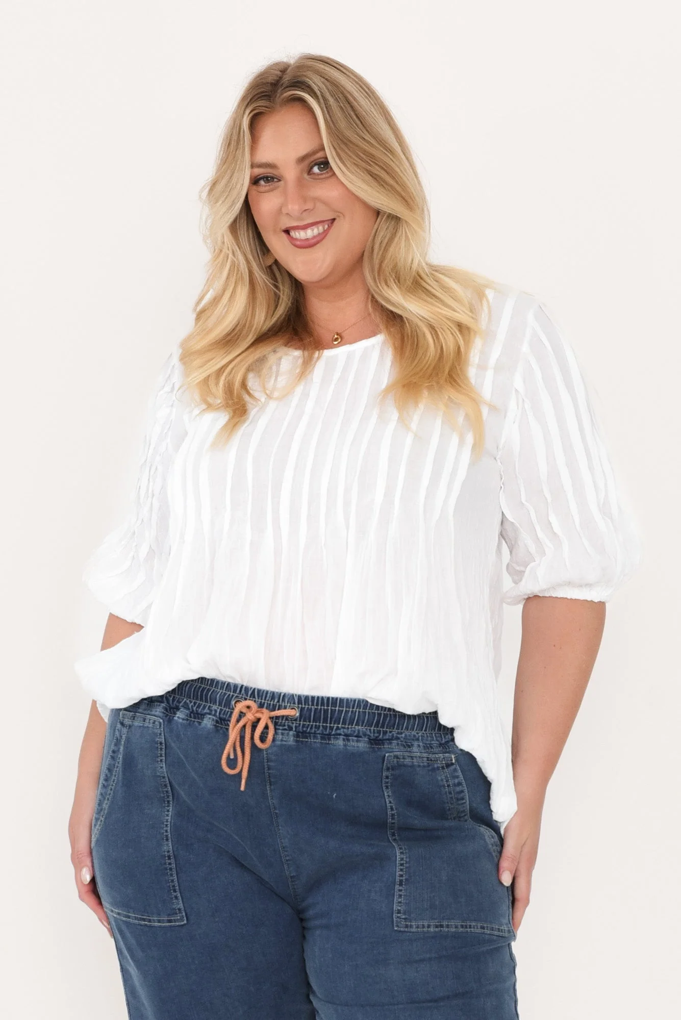 Selma White Crinkle Cotton Top - Image 9