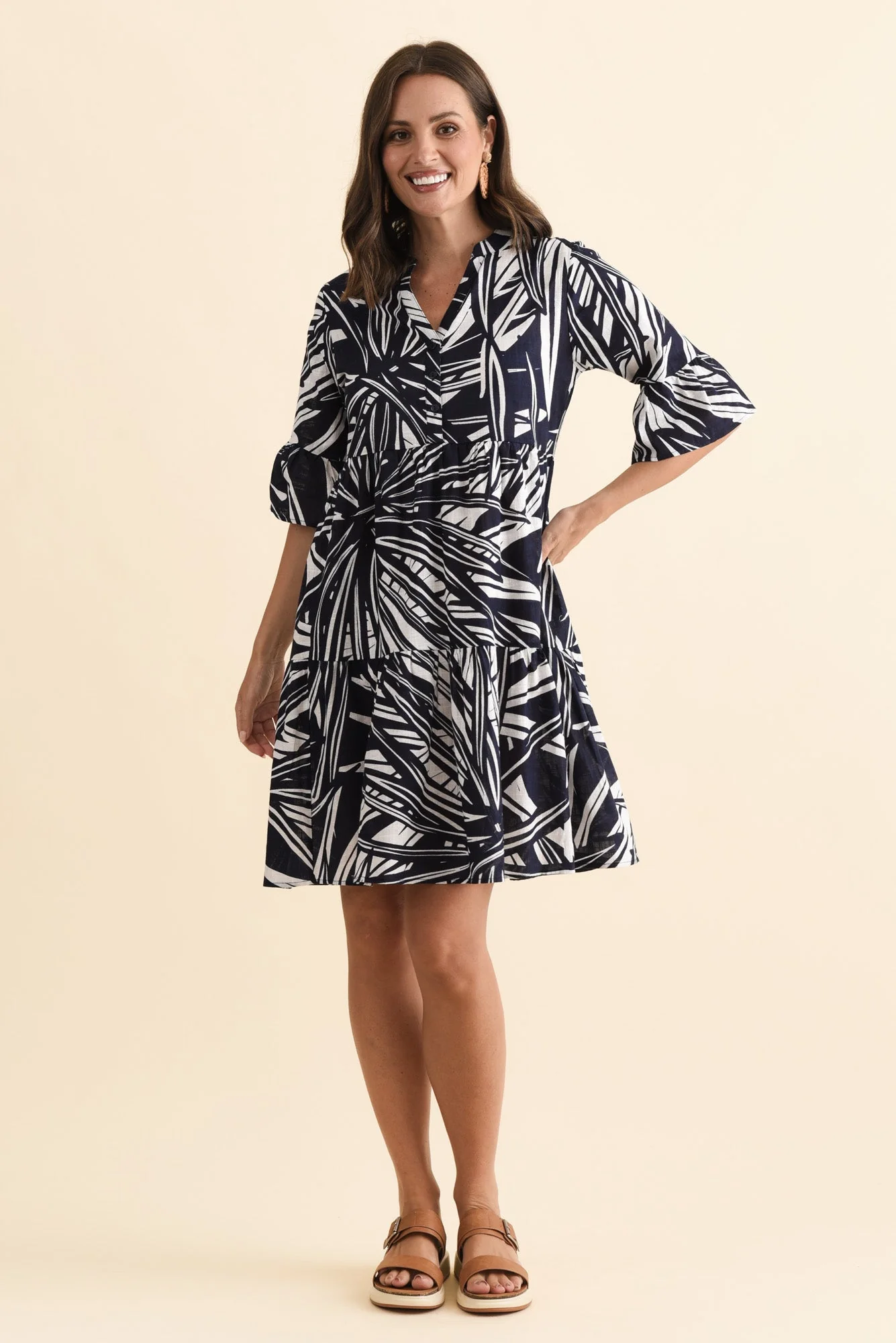 Senna Navy Burst Cotton Dress - Image 3