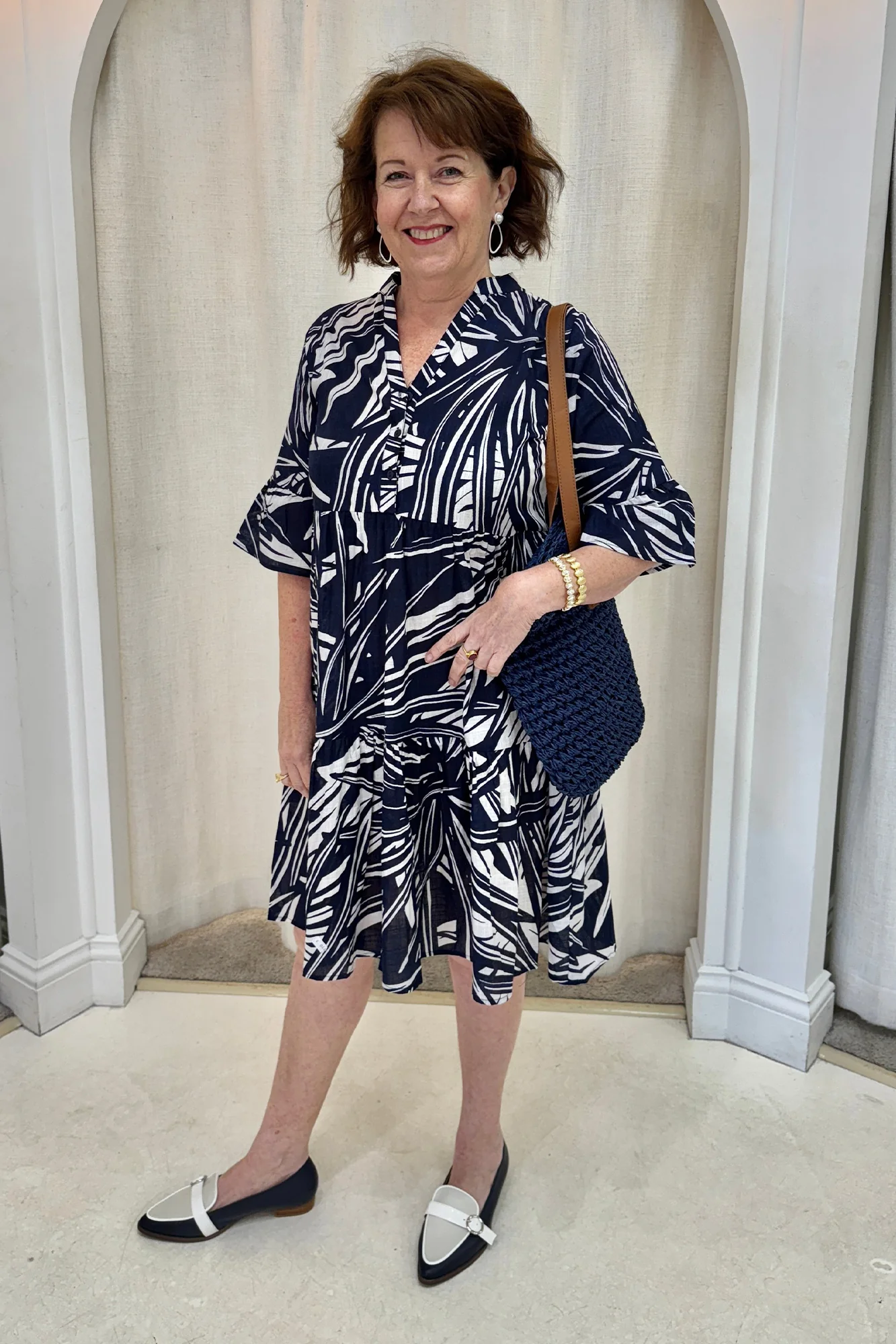 Senna Navy Burst Cotton Dress - Image 7