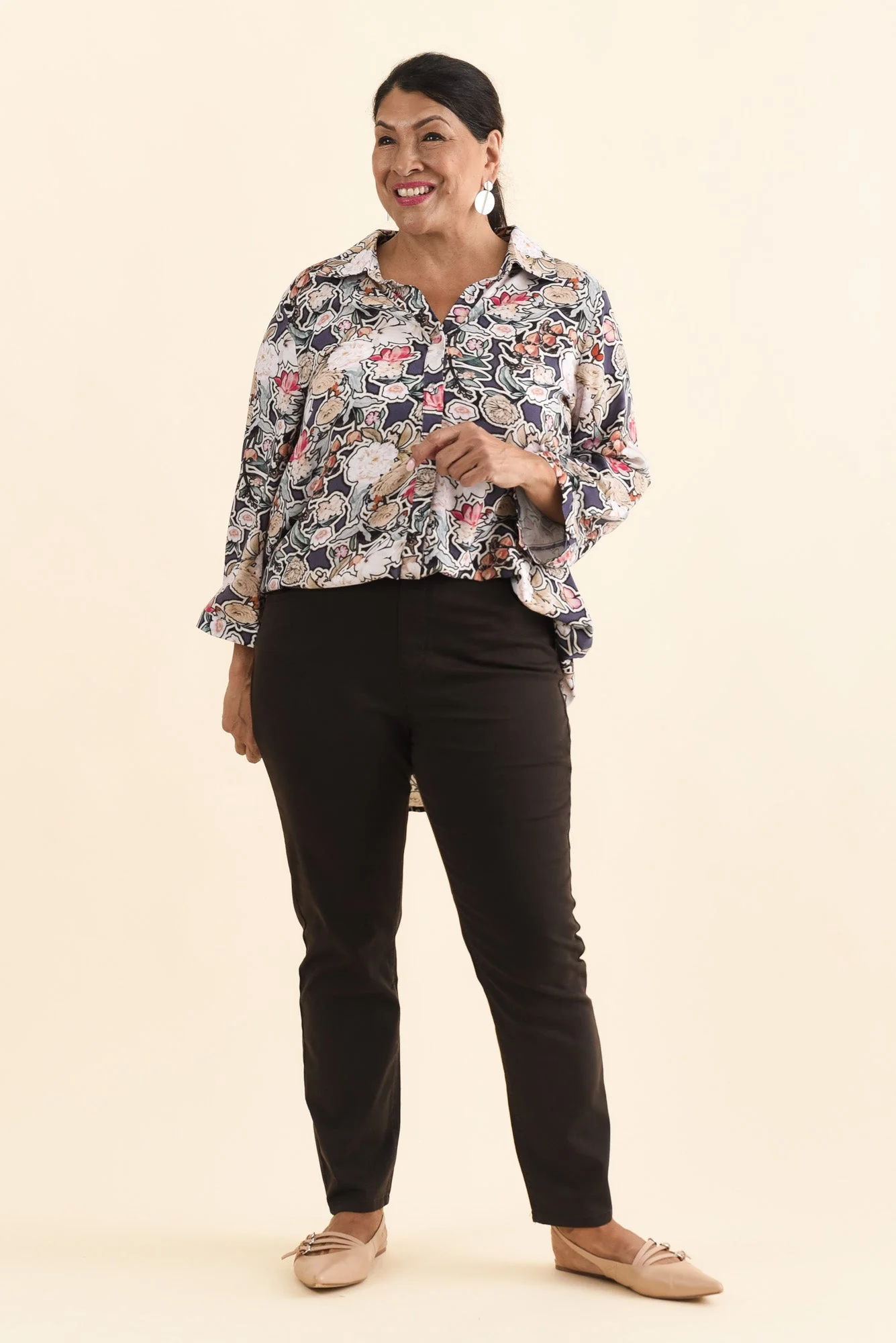 Shanae Navy Garden Collared Shirt - Image 9