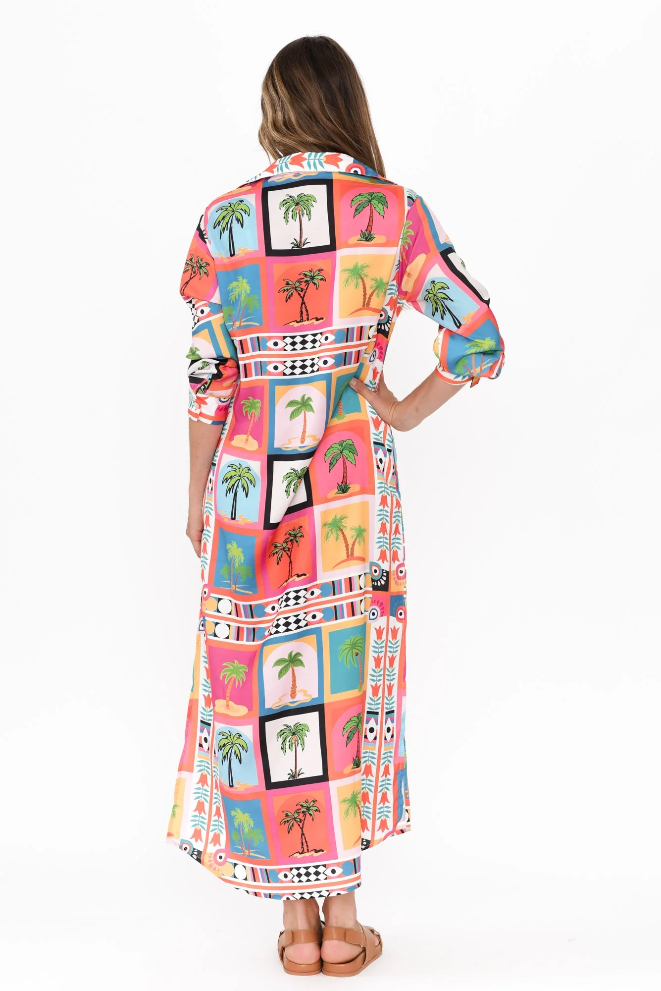 Shayli Pink Tropical Shirt Dress - Image 4
