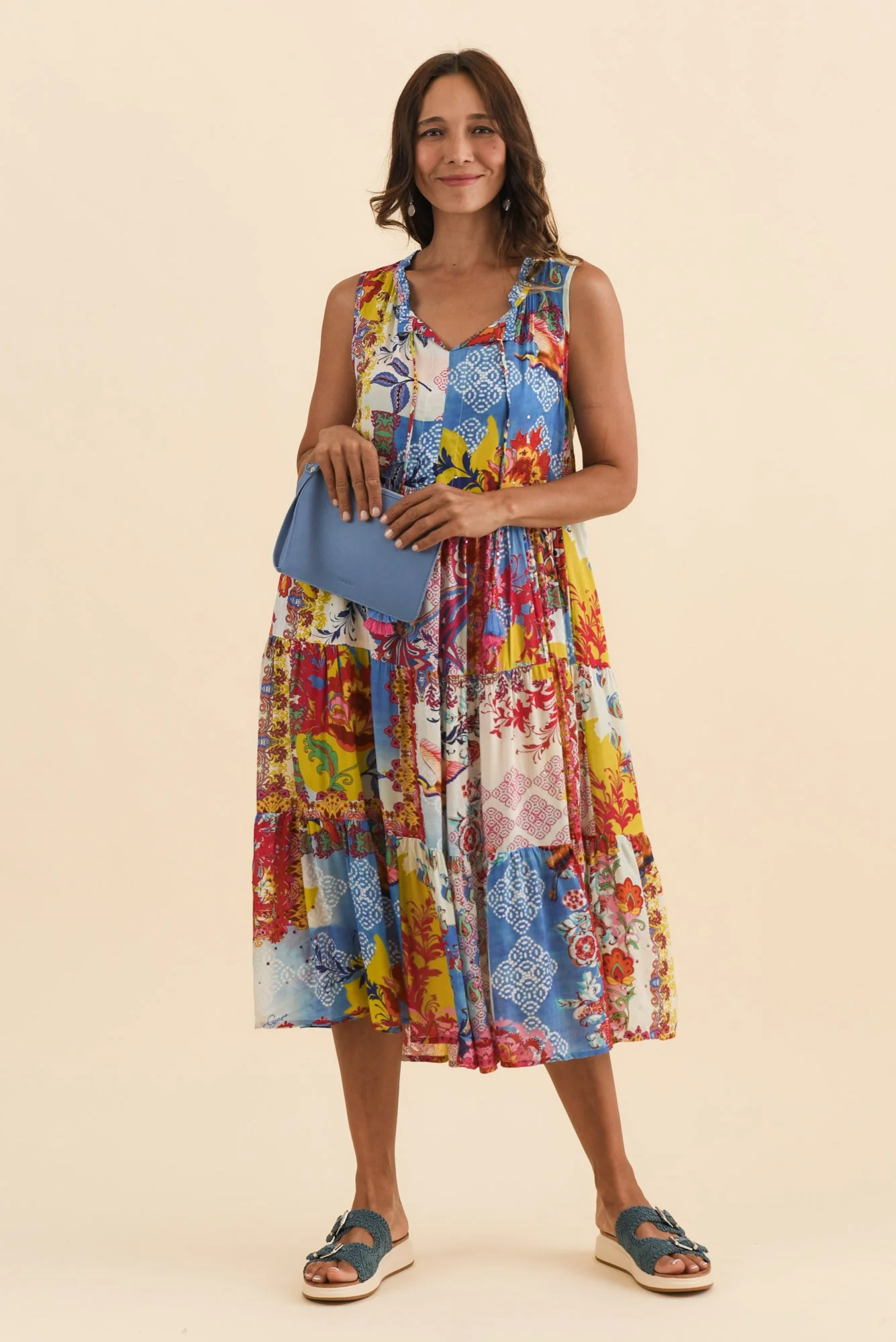 Shylo Red Patchwork Sleeveless Dress