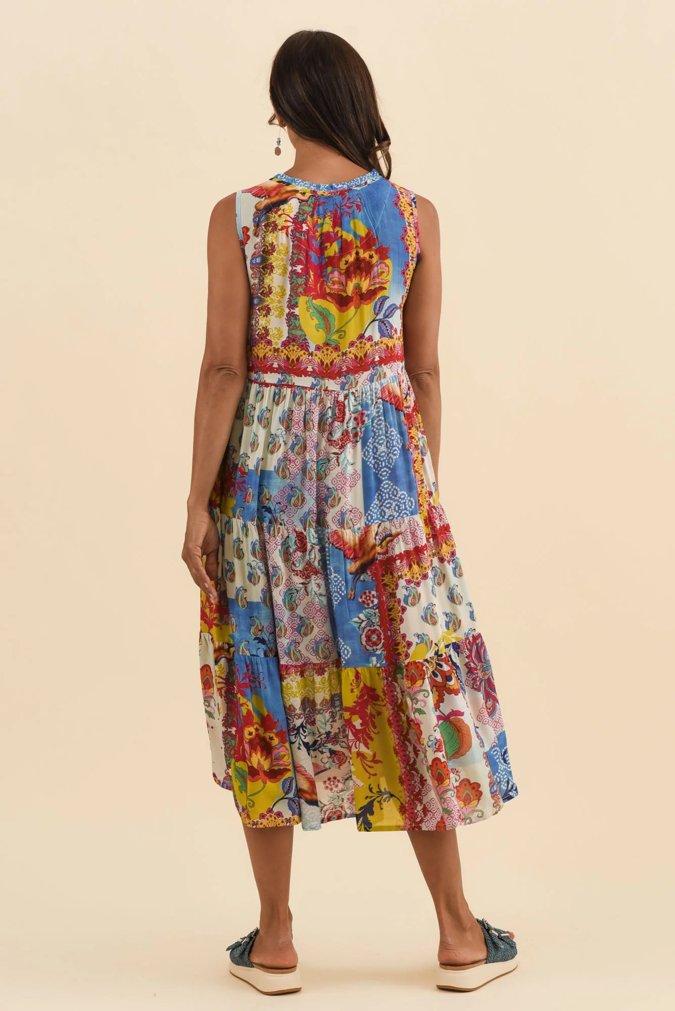 Shylo Red Patchwork Sleeveless Dress - Image 4