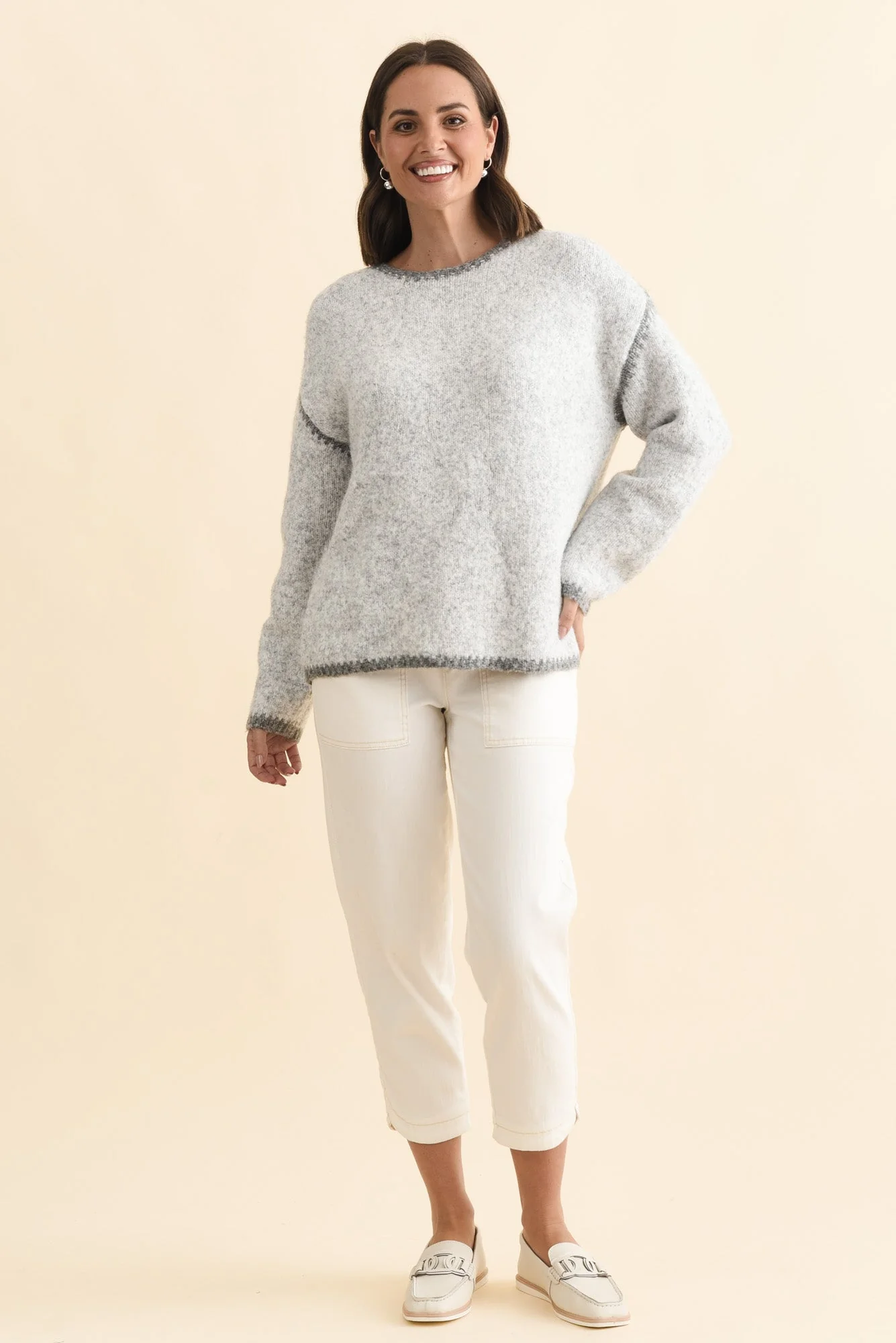 Simba Grey Contrast Knit Jumper - Image 2