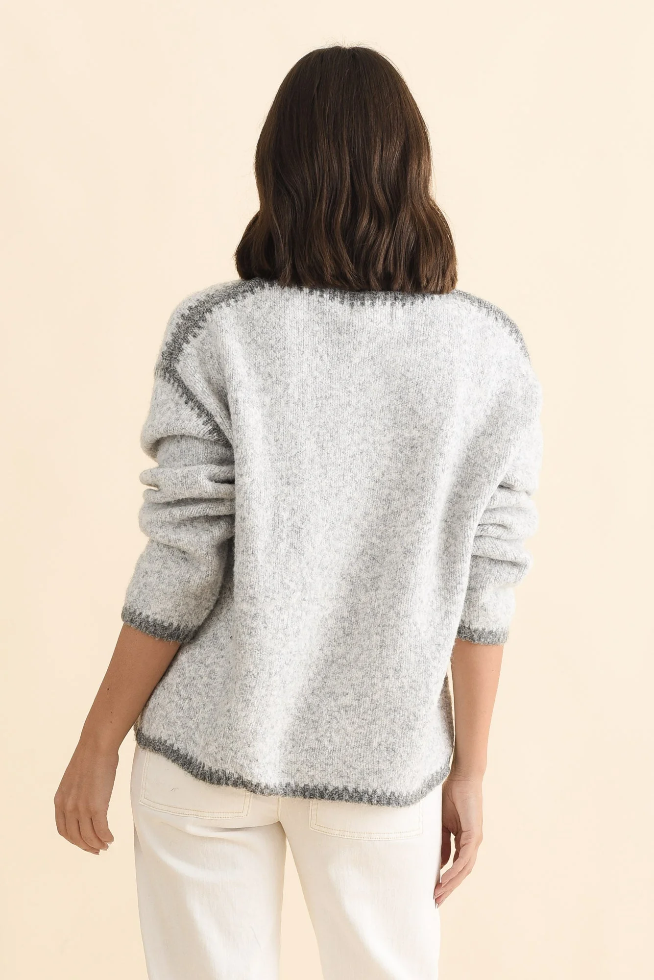 Simba Grey Contrast Knit Jumper - Image 4