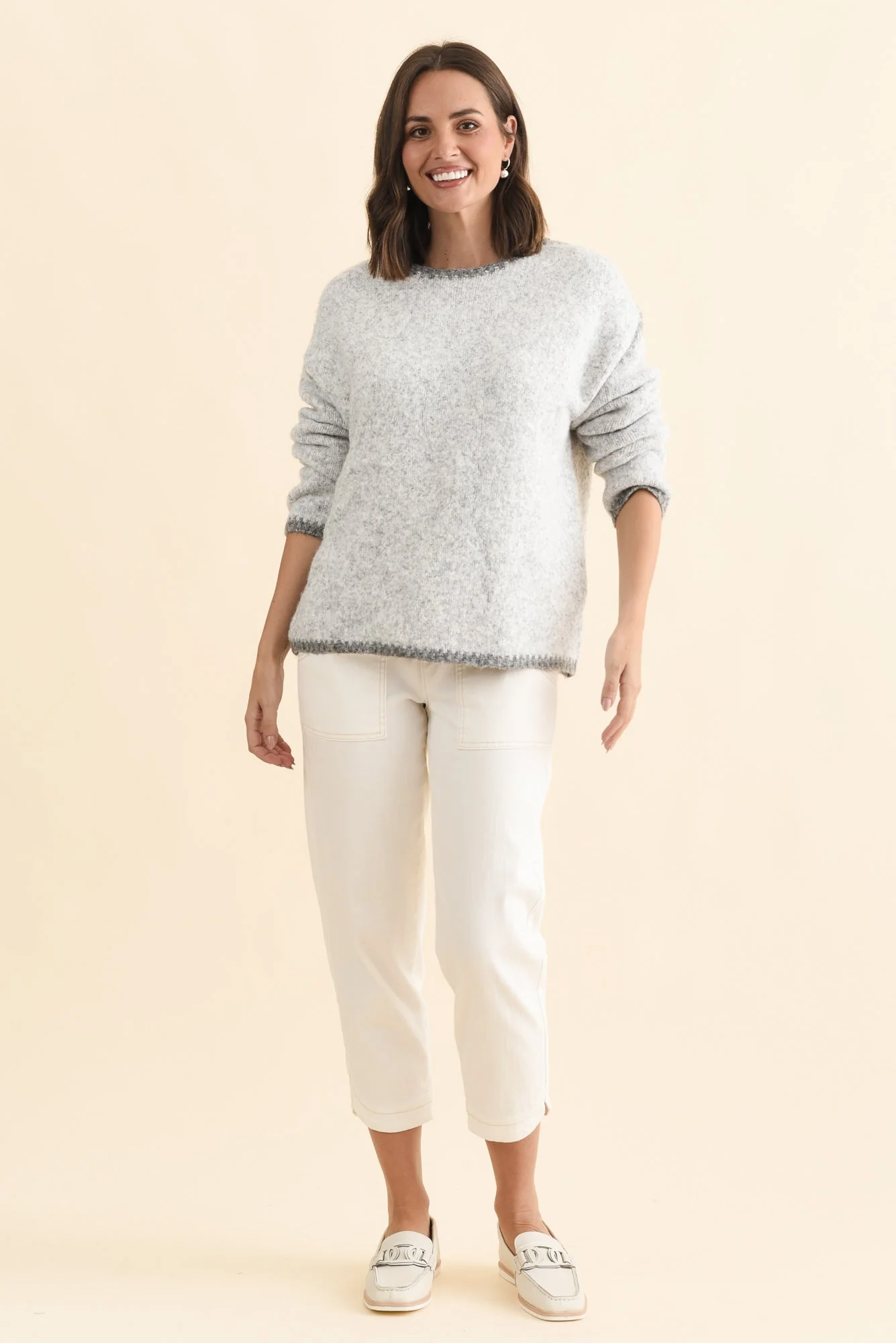 Simba Grey Contrast Knit Jumper - Image 6