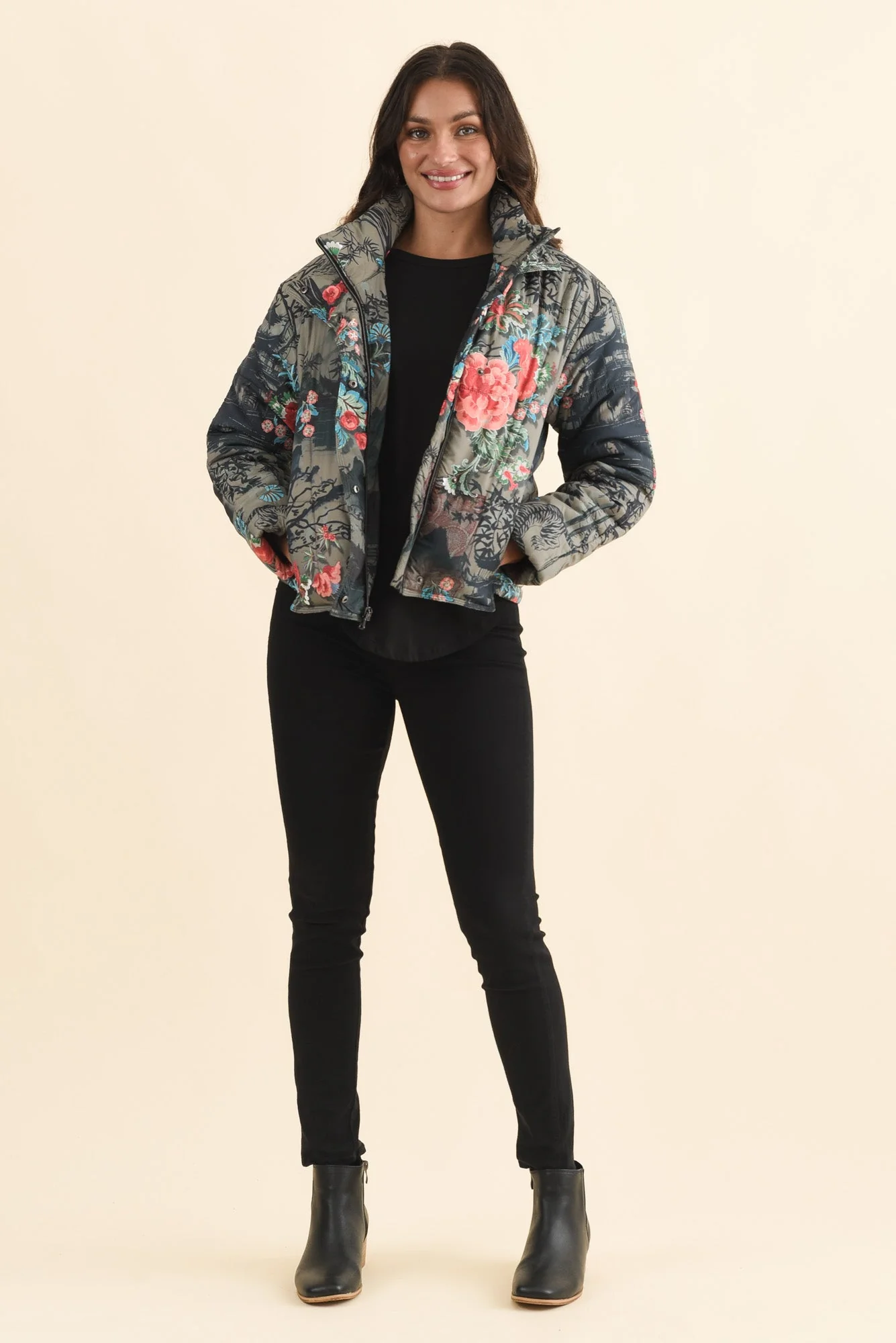 Simona Pink Flower Puffer Jacket - Image 2