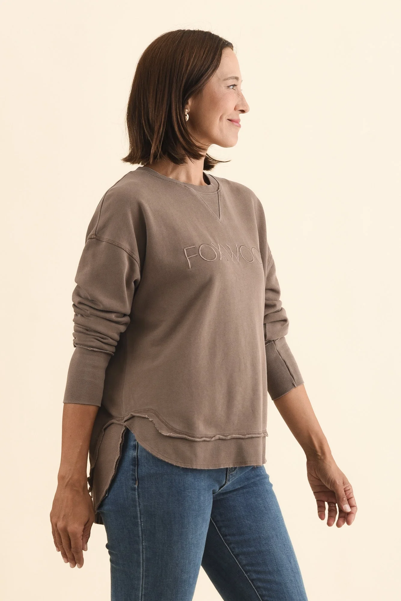 Simplified Brown Crewneck Sweatshirt - Image 3