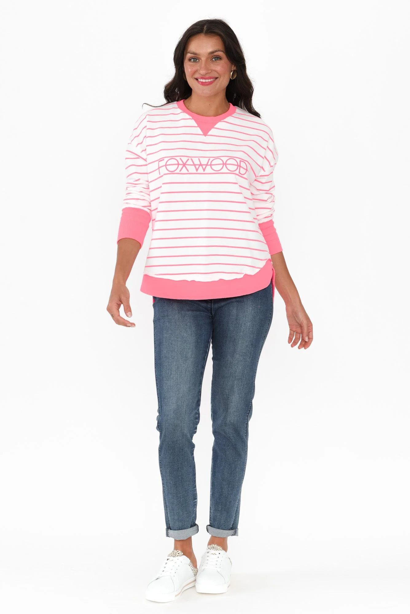 Simplified Pink Stripe Crewneck Sweatshirt - Image 6