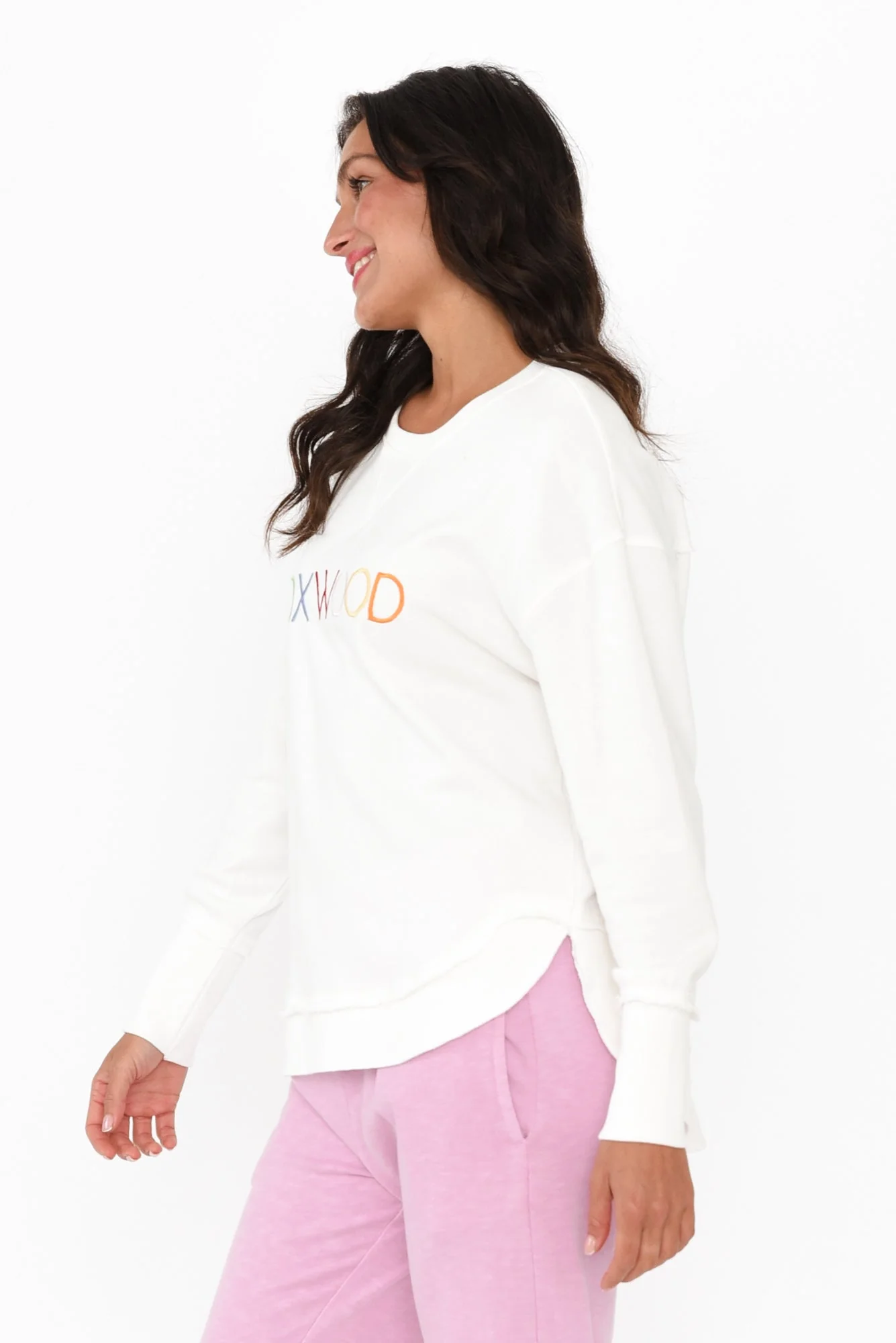Simplified White Confetti Crewneck Sweatshirt - Image 4