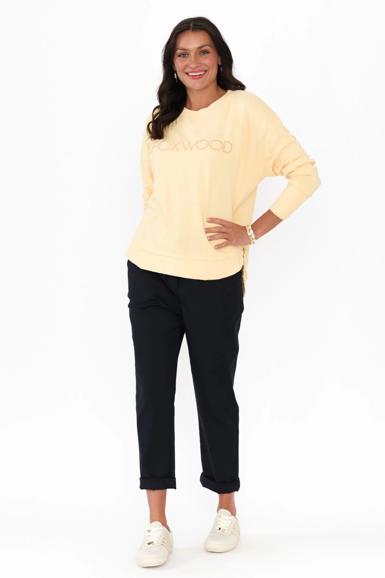 Simplified Yellow Crewneck Sweatshirt - Image 2
