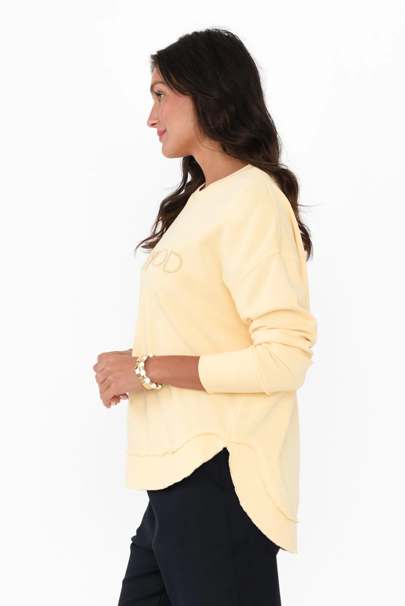 Simplified Yellow Crewneck Sweatshirt - Image 3