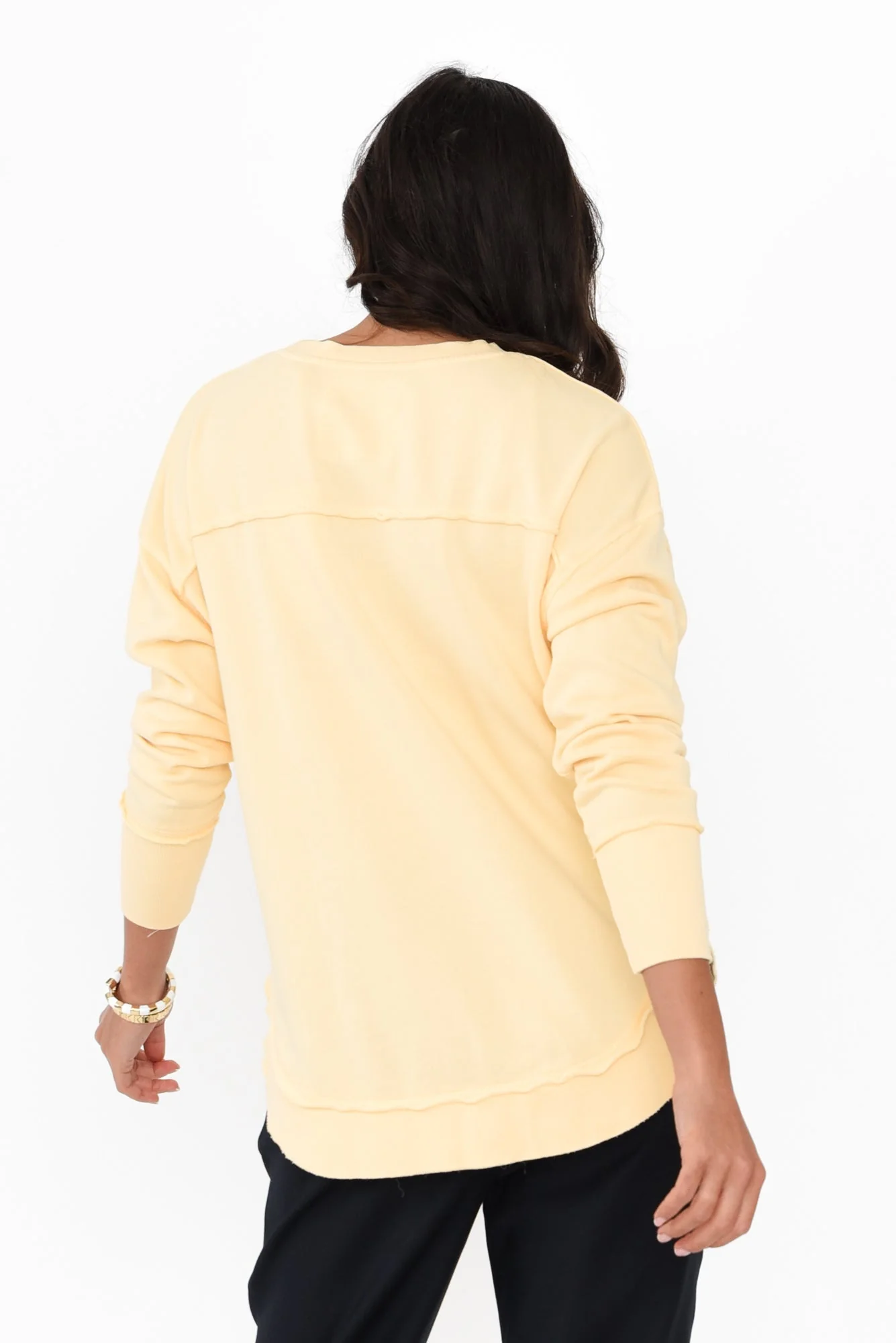 Simplified Yellow Crewneck Sweatshirt - Image 4