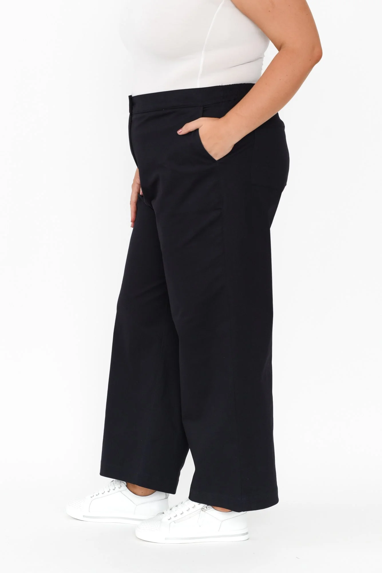 Sinatra Navy Cotton Wide Leg Pants - Image 10
