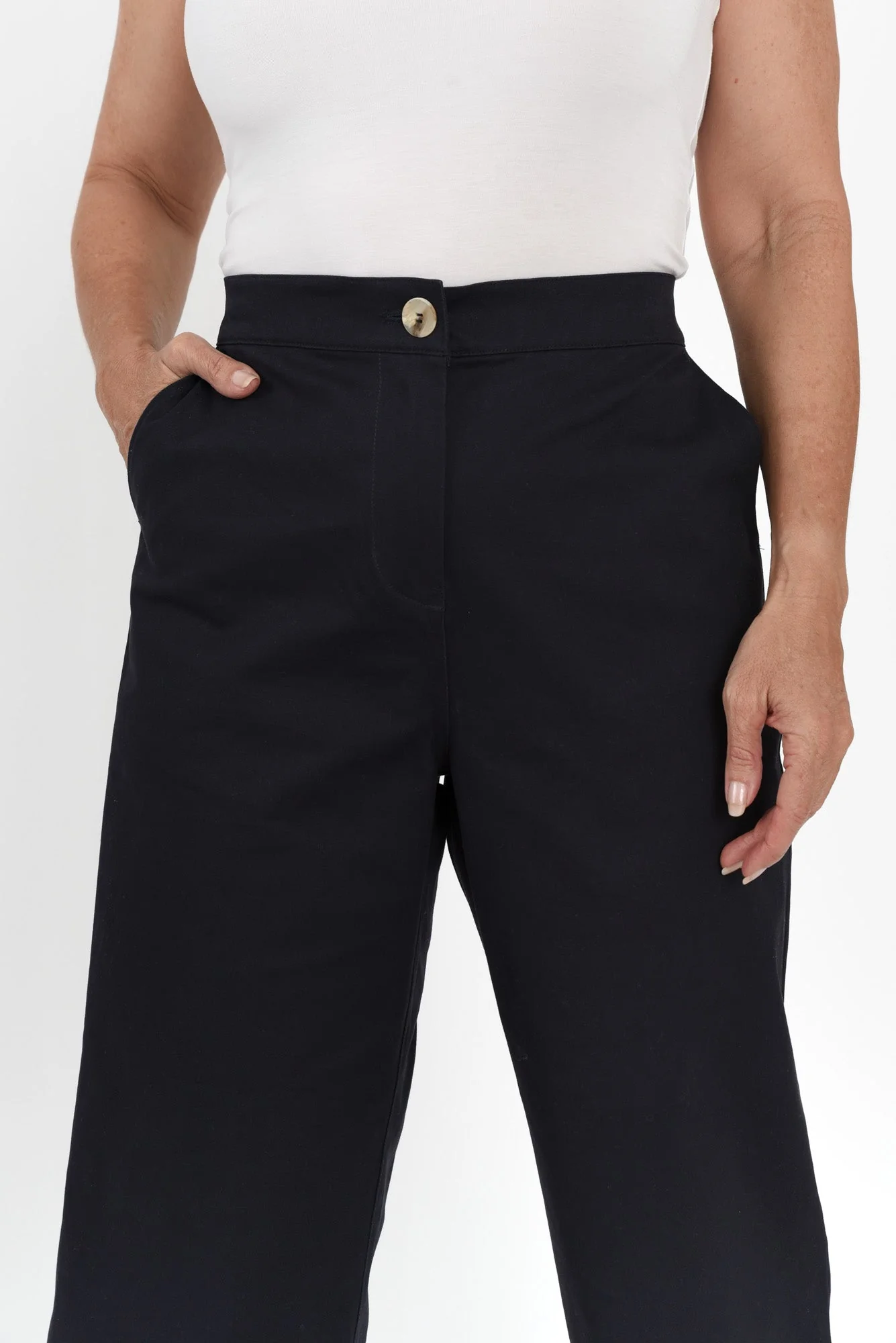 Sinatra Navy Cotton Wide Leg Pants - Image 6