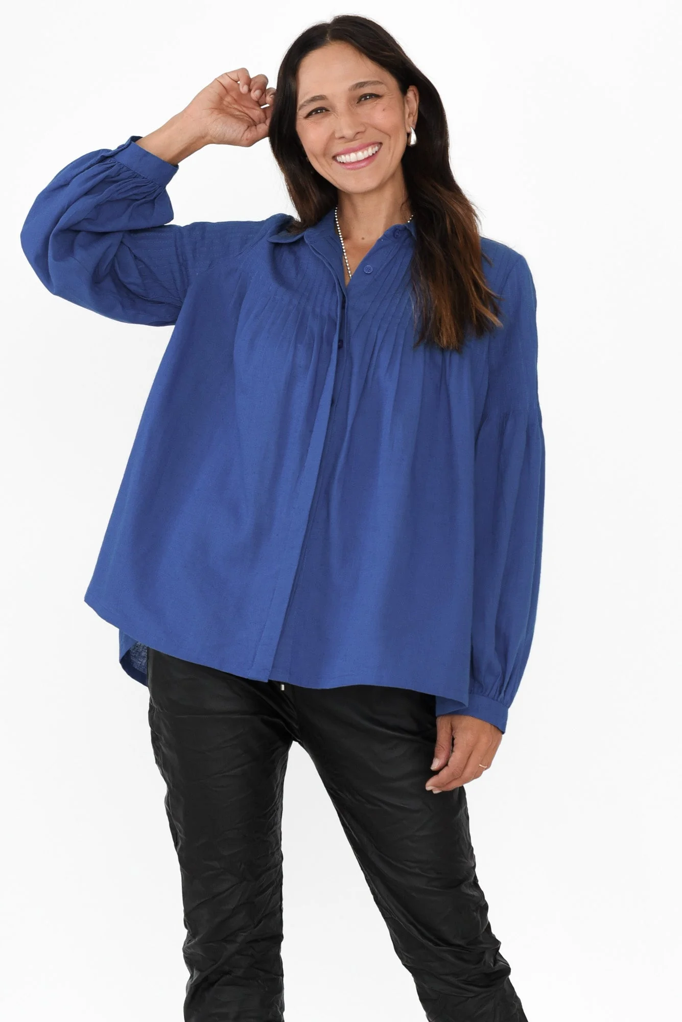 Sky Blue Linen Blend Shirt