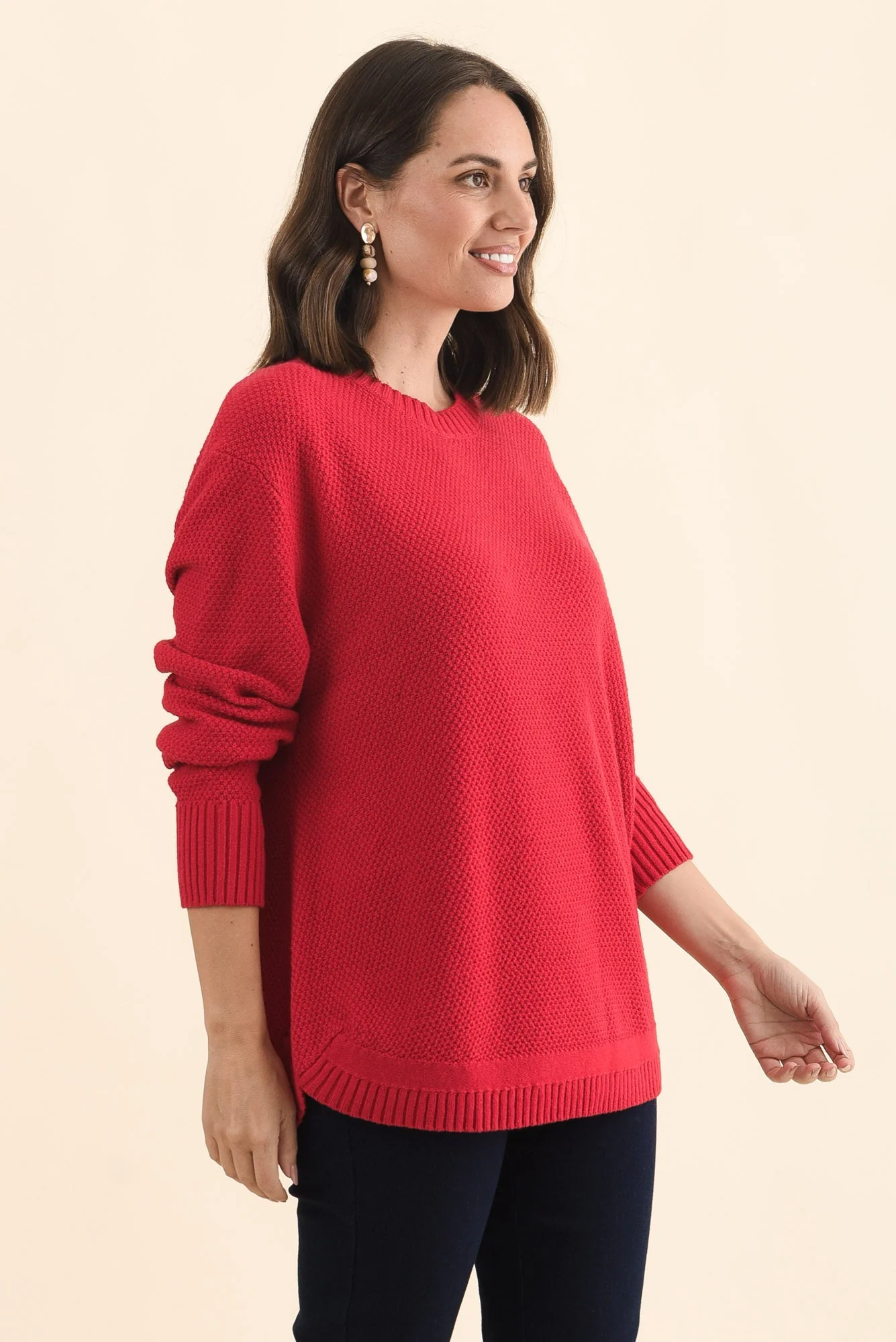 Skylar Red Cotton Blend Knit Jumper - Image 4