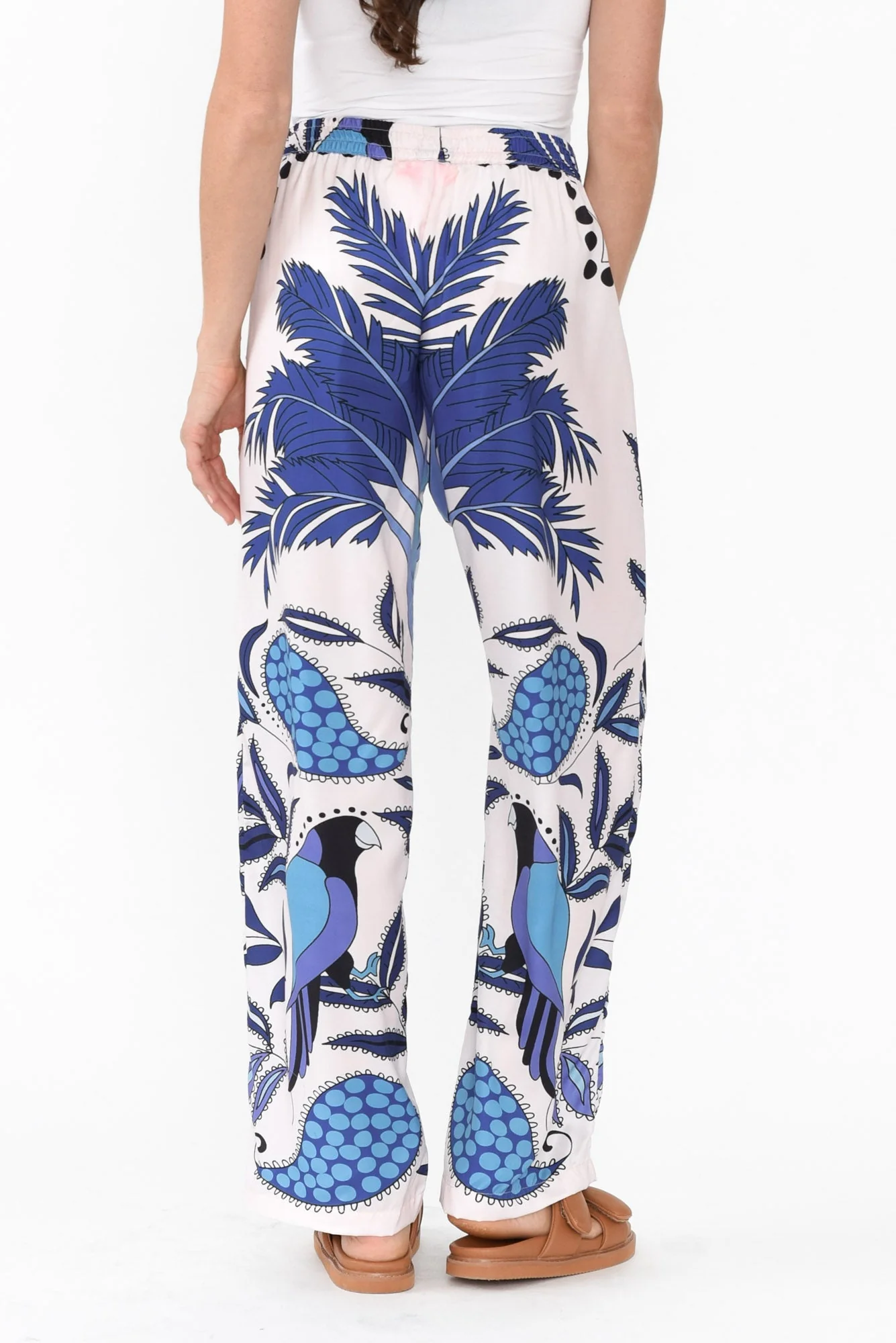 Sona Blue Tropical Wide Leg Pants - Image 6